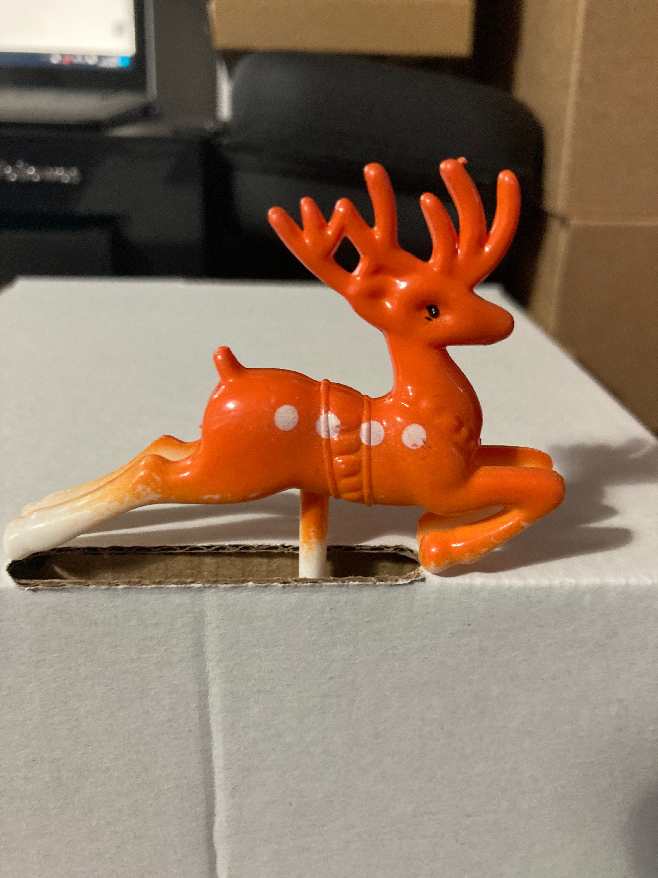 Brown reindeer cake topper deer stag animal miniature decoration