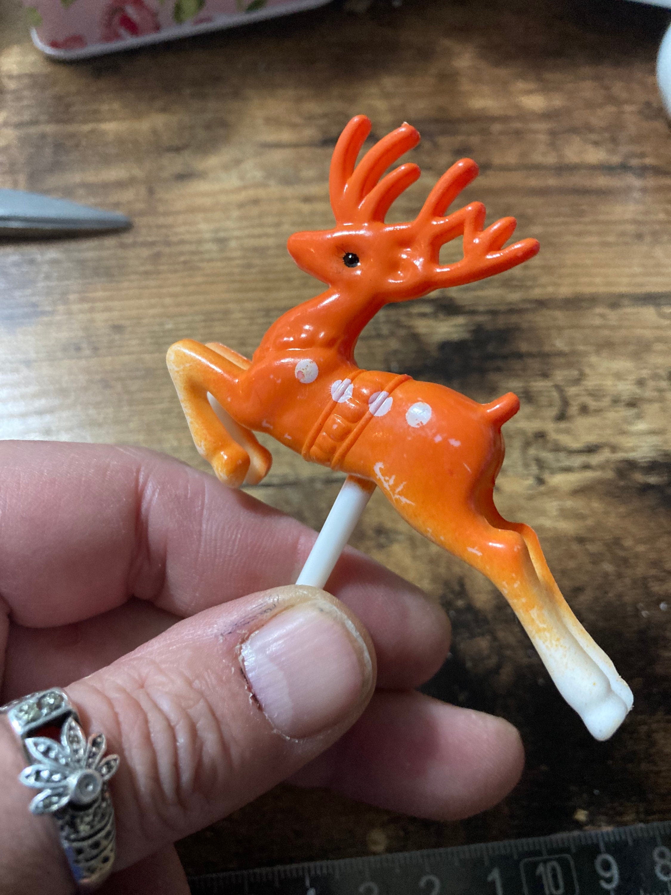 Brown reindeer cake topper deer stag animal miniature decoration