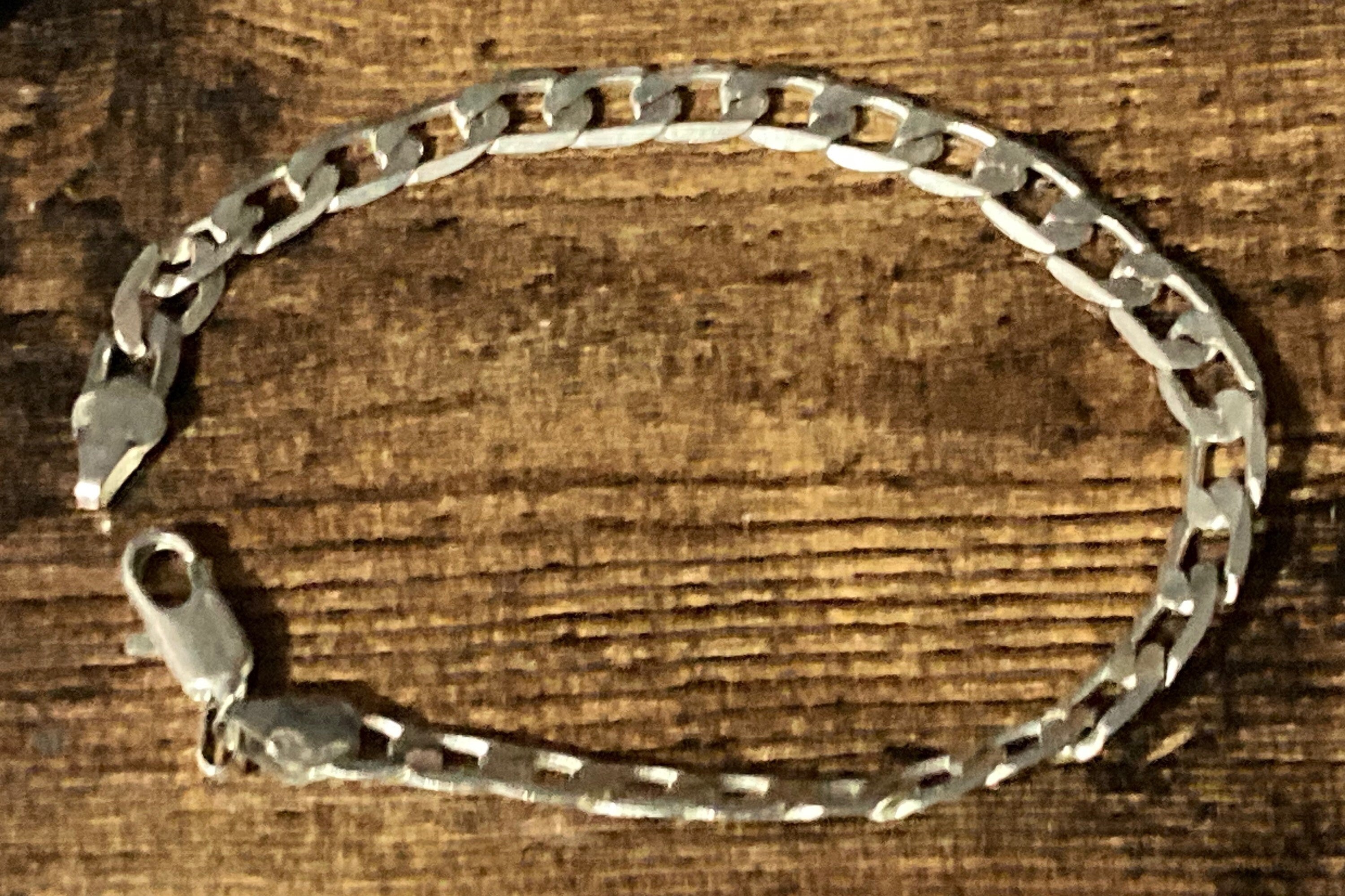 Retro 925 Sterling silver flat link curb bracelet 20.5cm