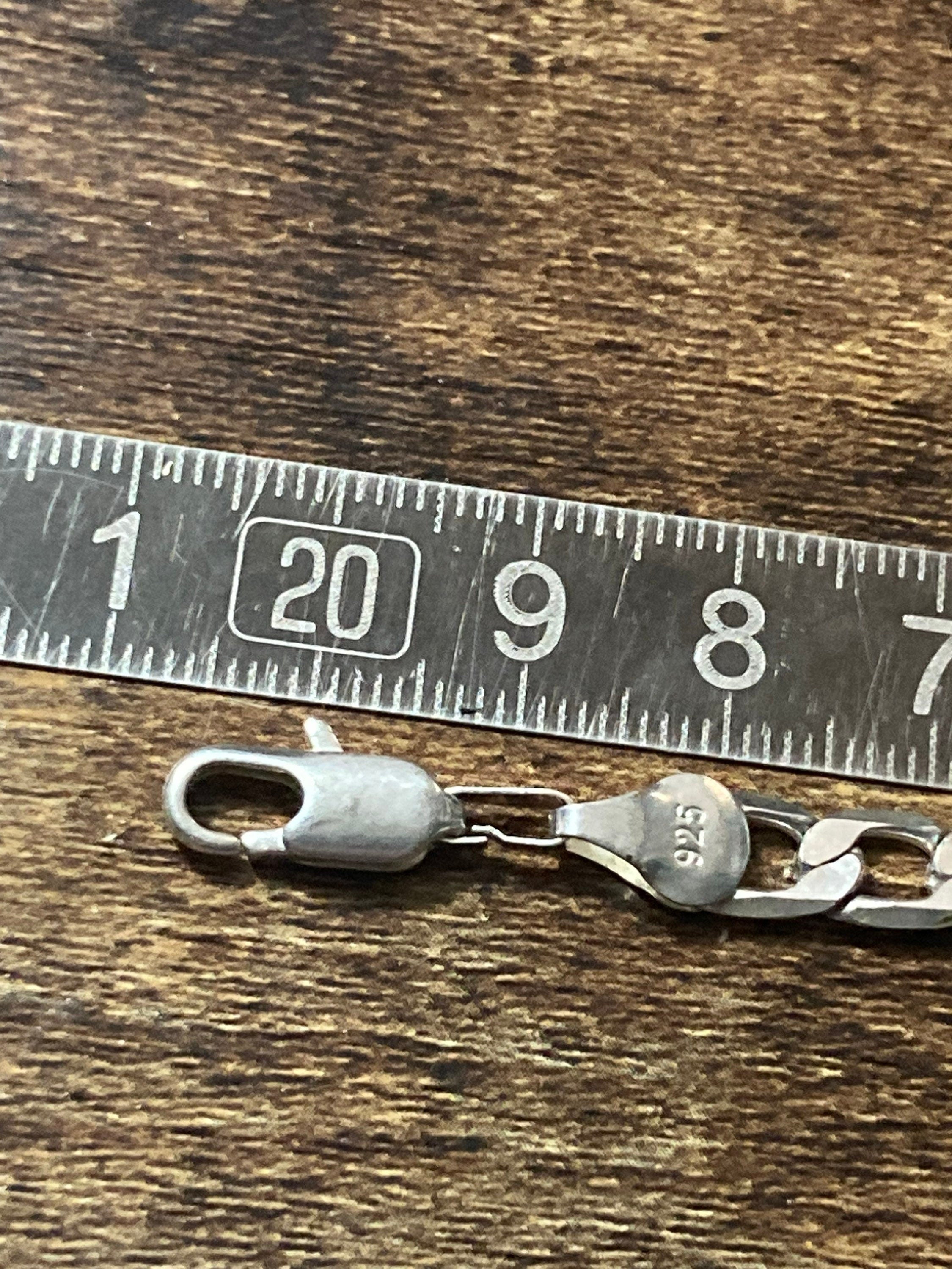 Retro 925 Sterling silver flat link curb bracelet 20.5cm
