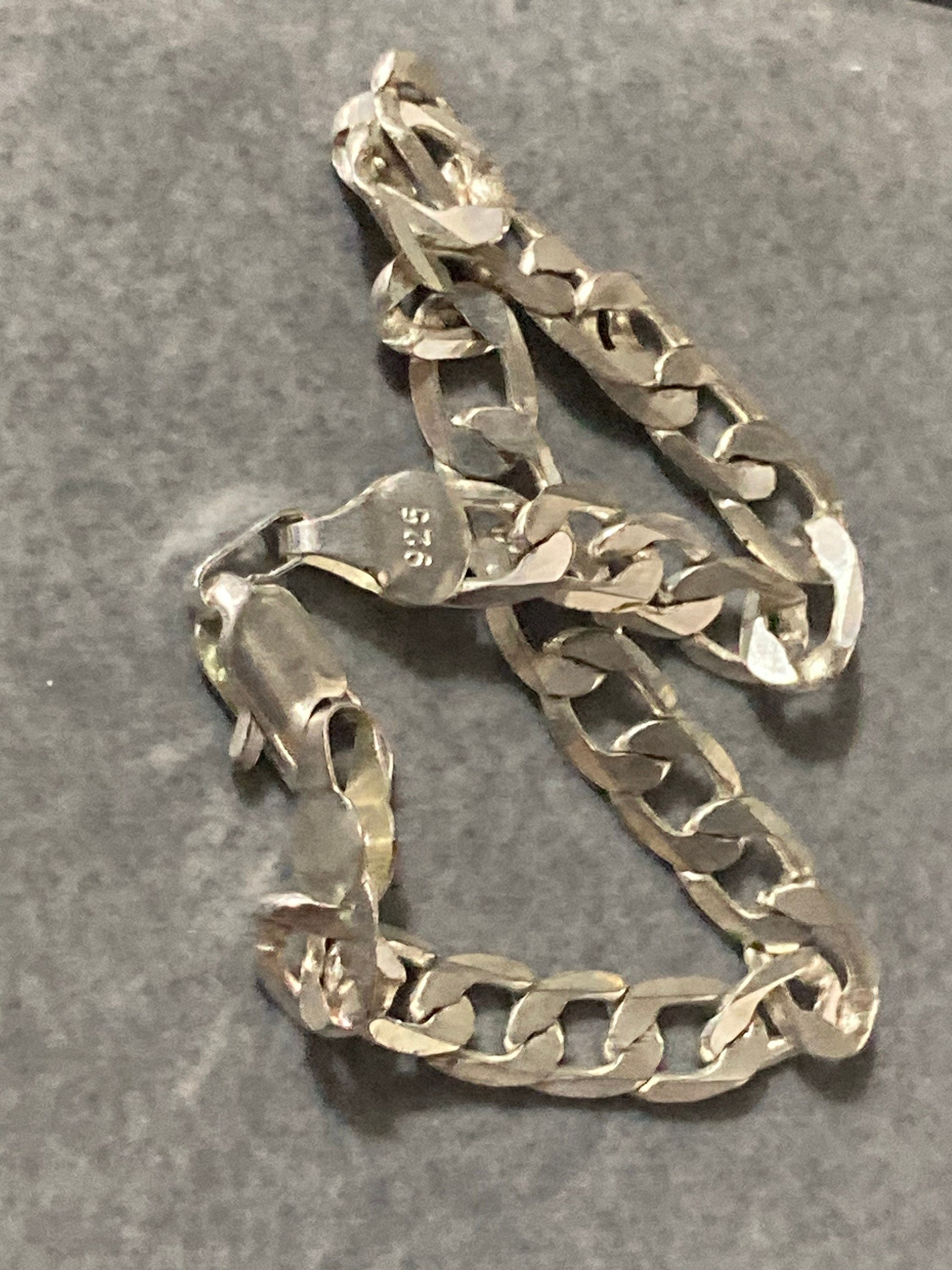 Retro 925 Sterling silver flat link curb bracelet 20.5cm