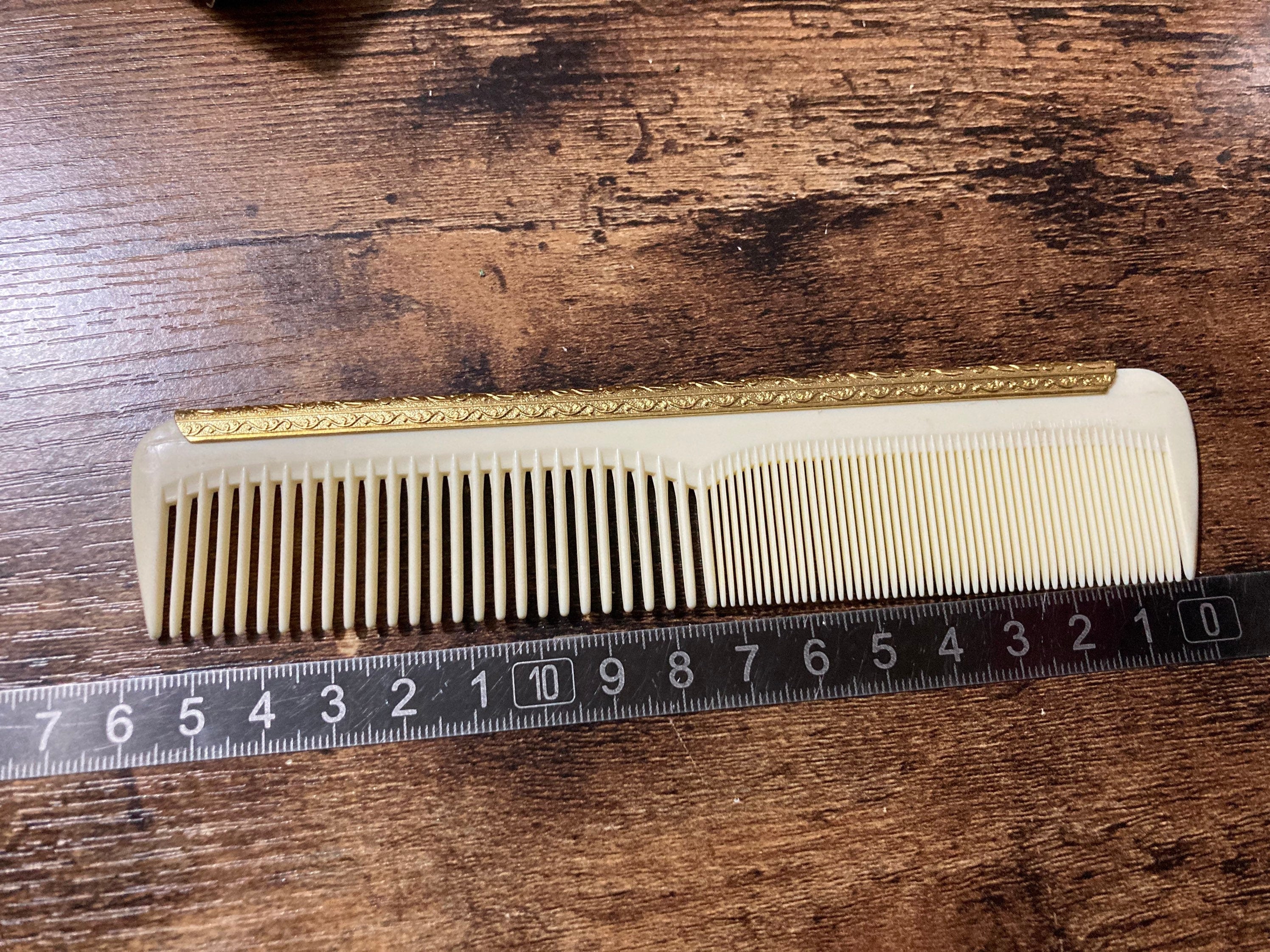 cream hair comb gold detail New old stock True vintage 1960s