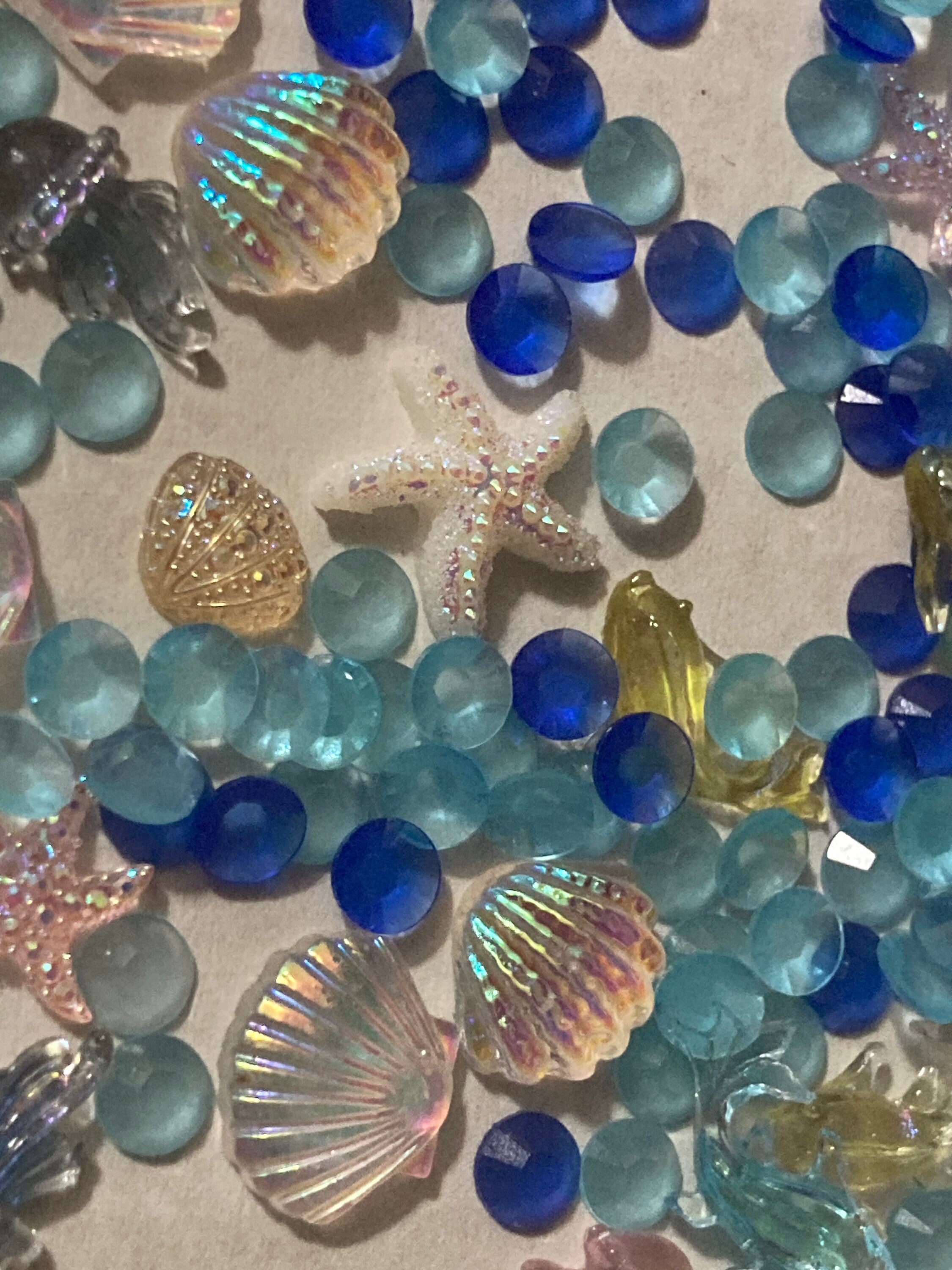 Mixed bag of sealife nautical fish, shells and starfish miniature plastic cabochons for craft