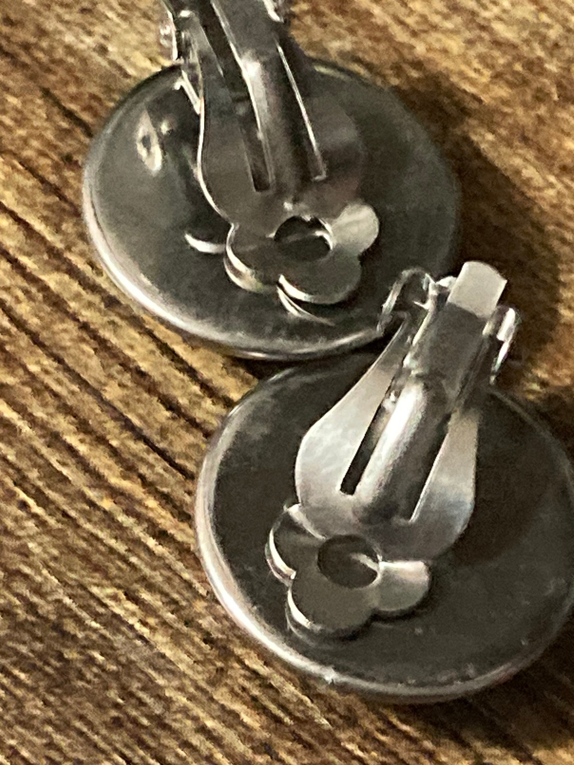 William Morris strawberry thief print clip on stud earrings round glass cabochon