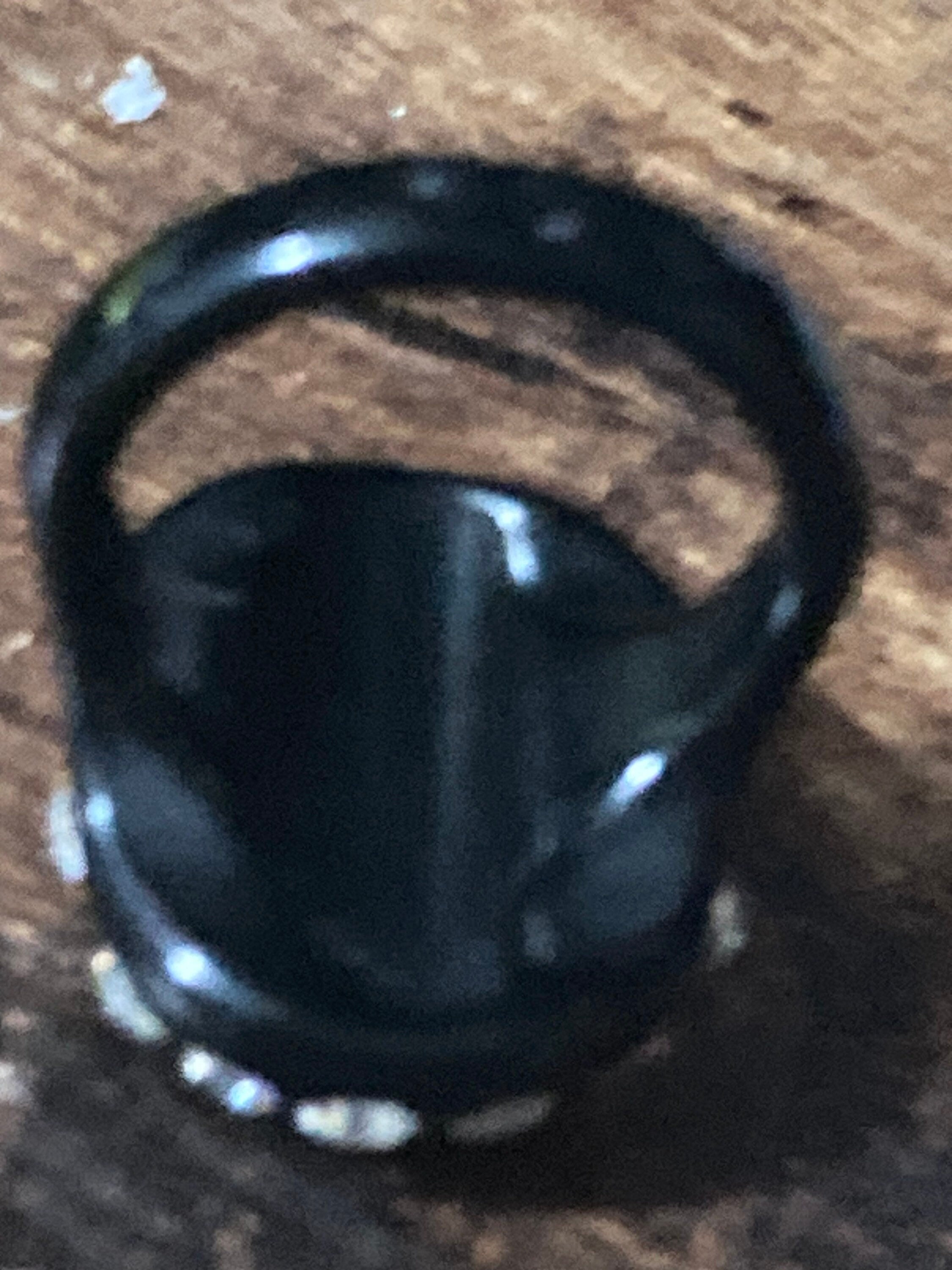 black plastic rhinestone ring, Art Deco style size P