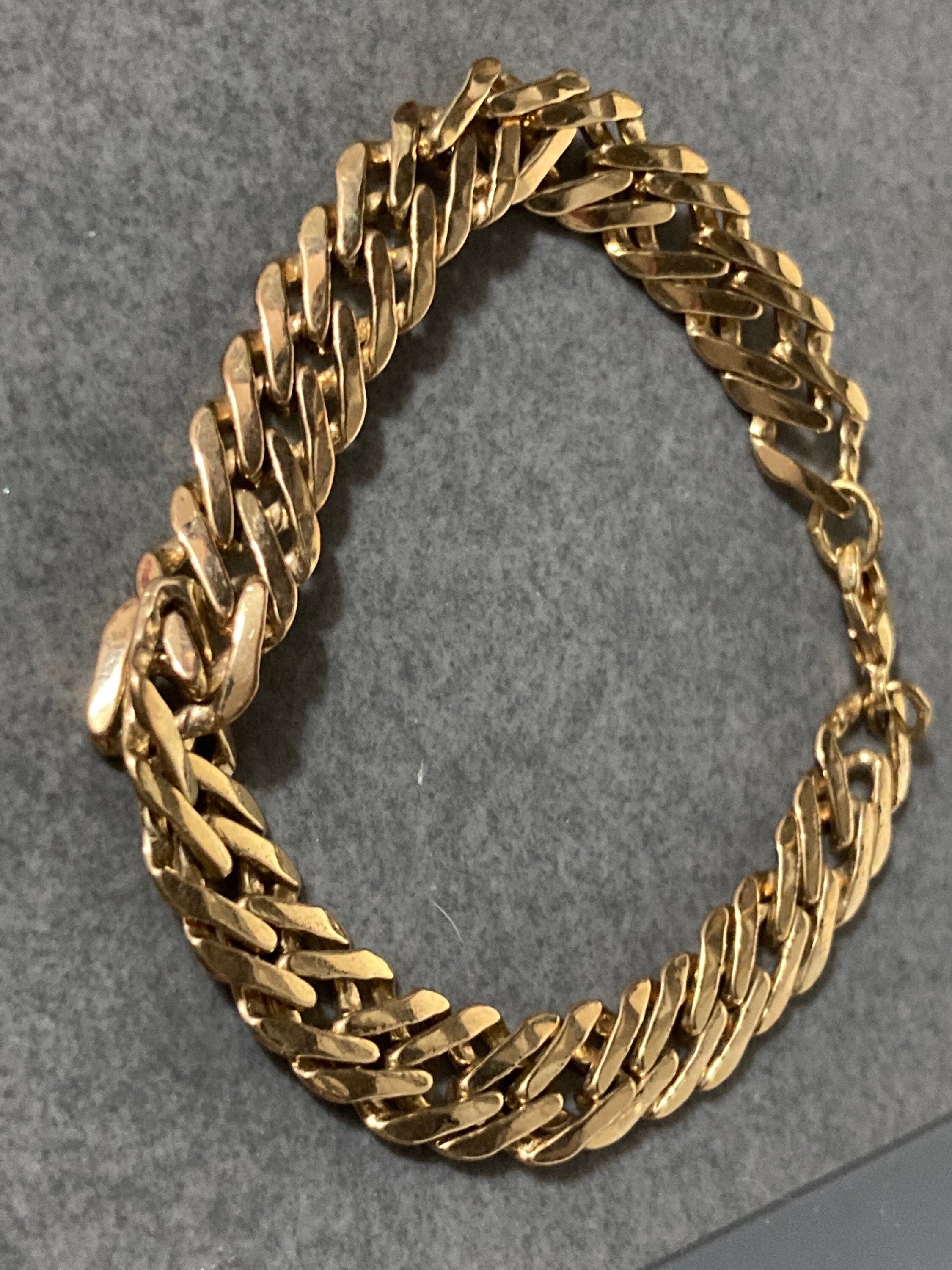gold plated plain chain link bracelet, Retro 1980s