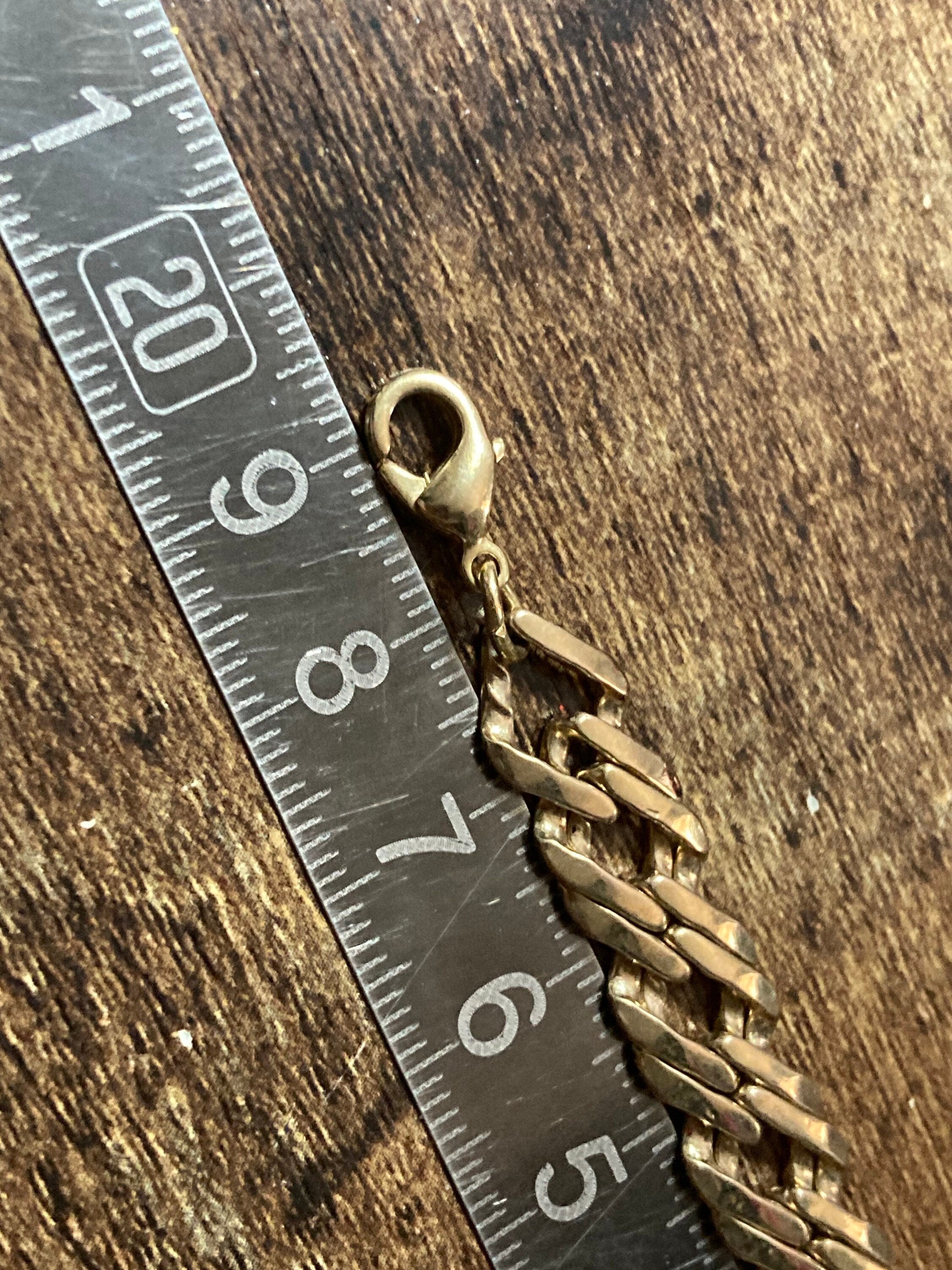 gold plated plain chain link bracelet, Retro 1980s