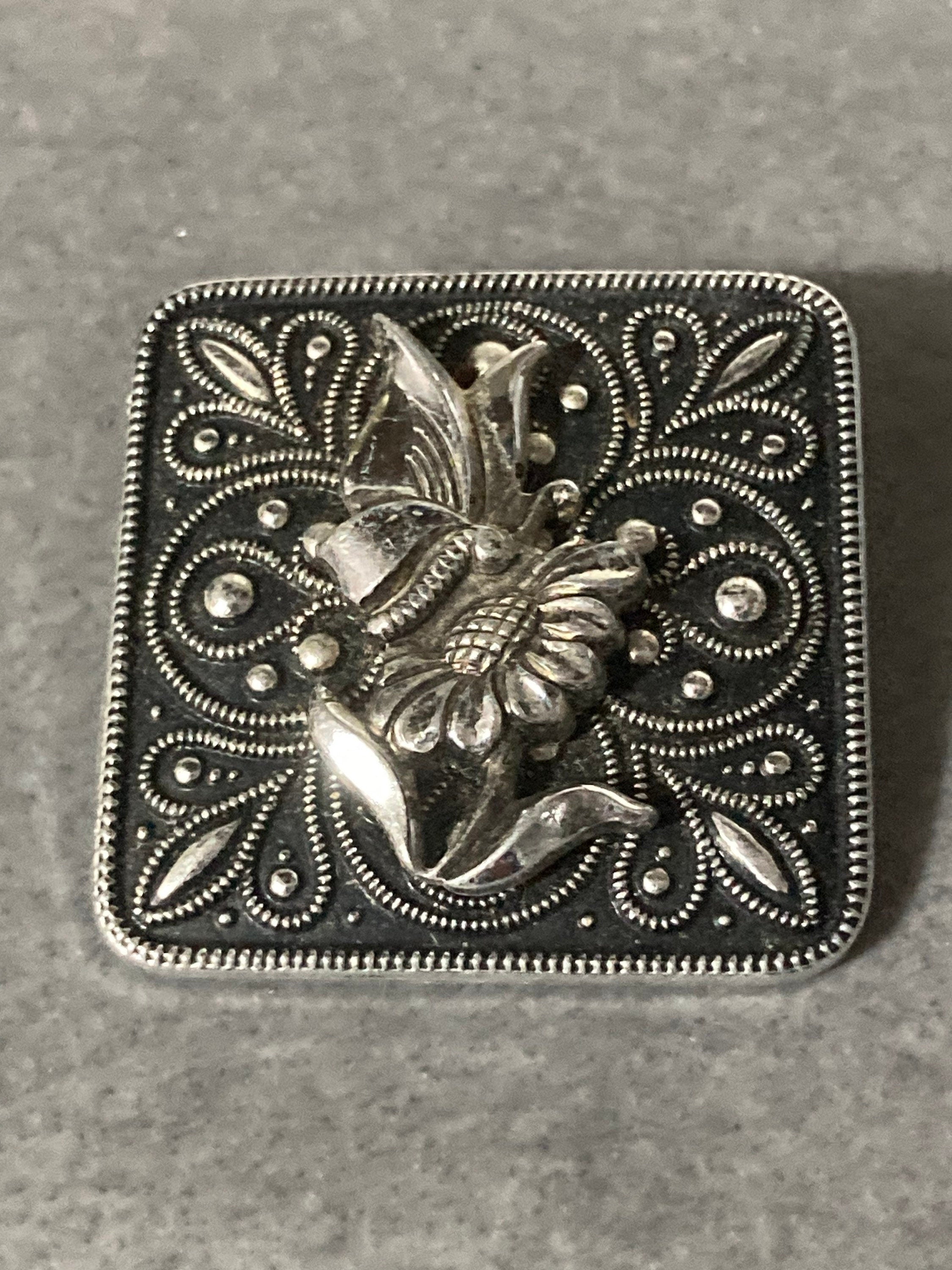 Vintage aluminium butterfly floral square scarf clip