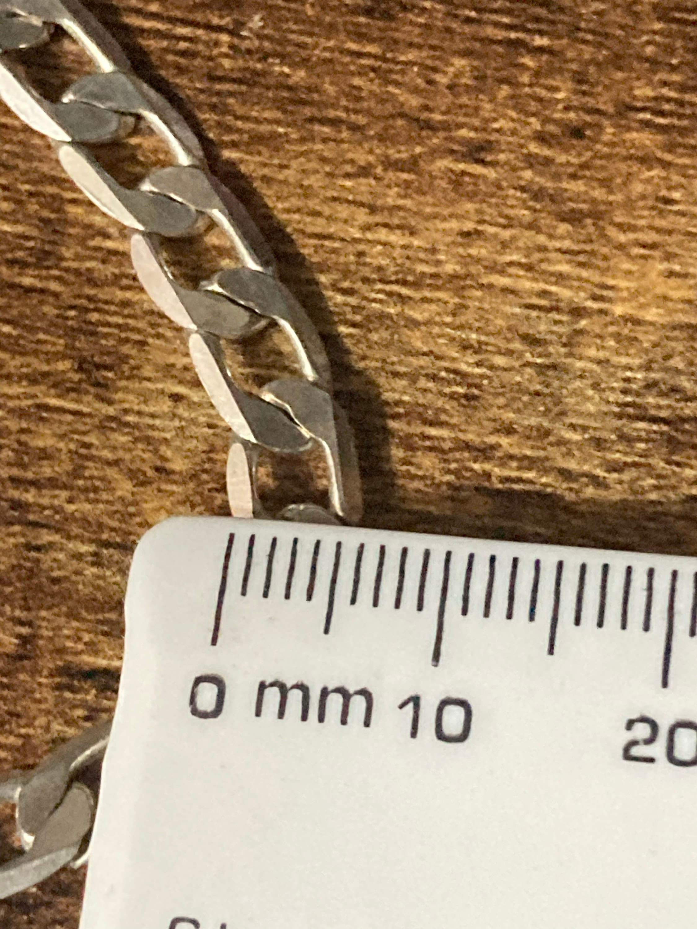 Retro 925 Sterling silver flat link curb bracelet 20.5cm