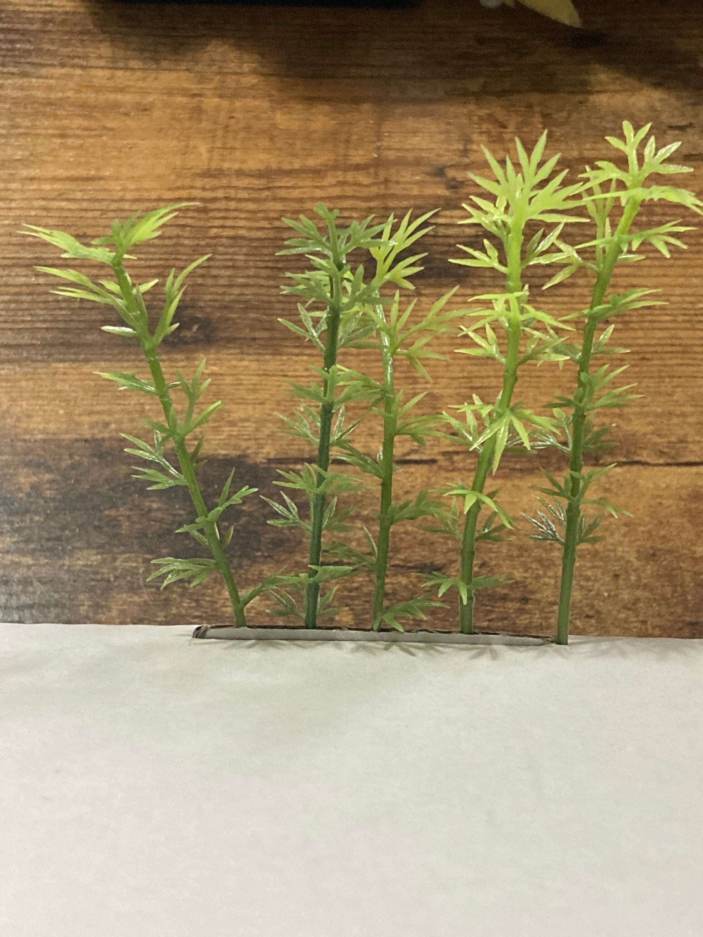 5 x Miniature green plastic bamboo ornamental cake topper Chinese Japanese scenery