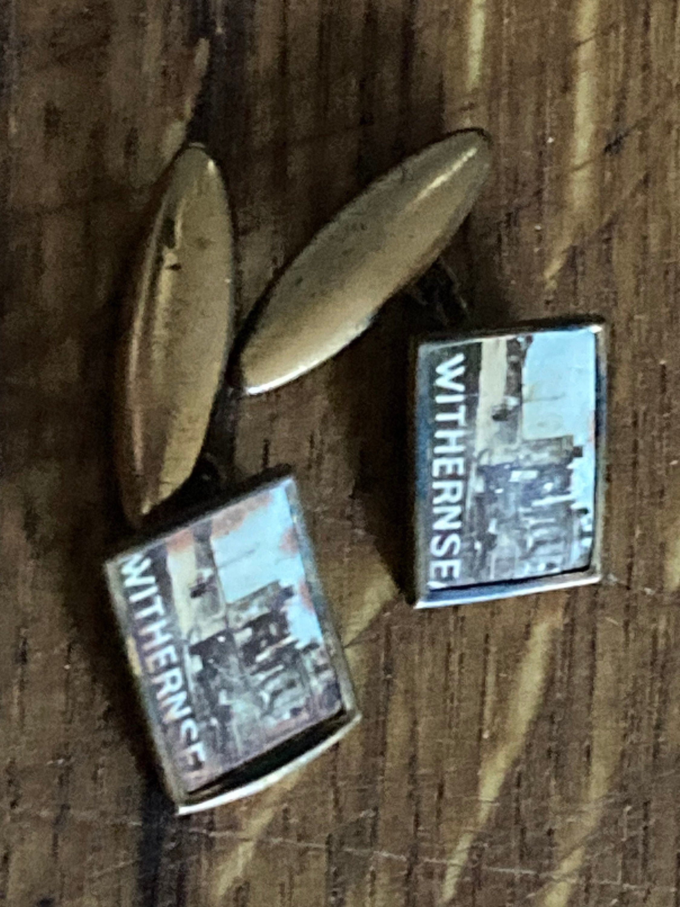 Vintage withernsea chain link souvenir gold tone plain cufflinks