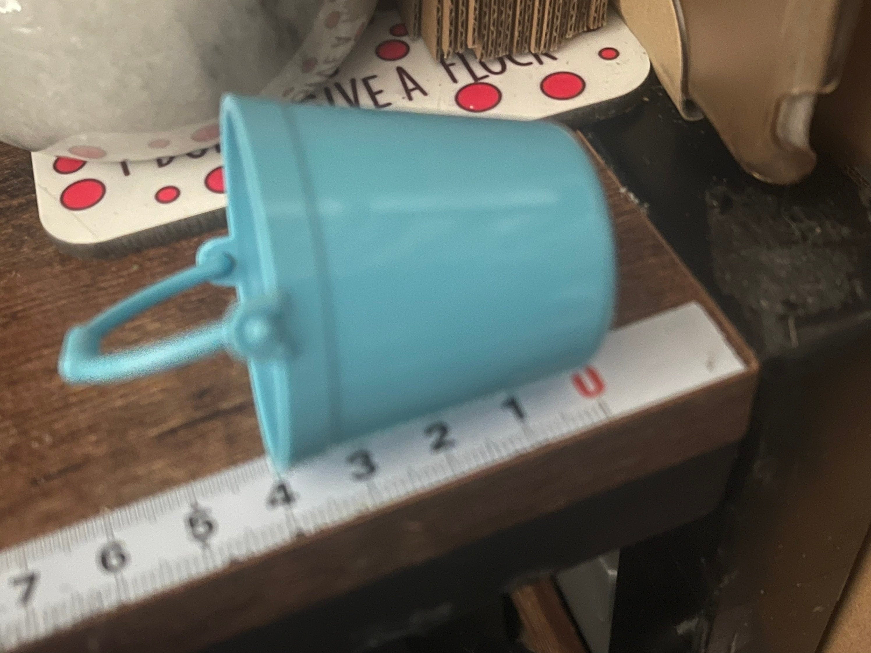 Miniature blue plastic bucket cake topper decoration dolls house craft mini Easter eggs