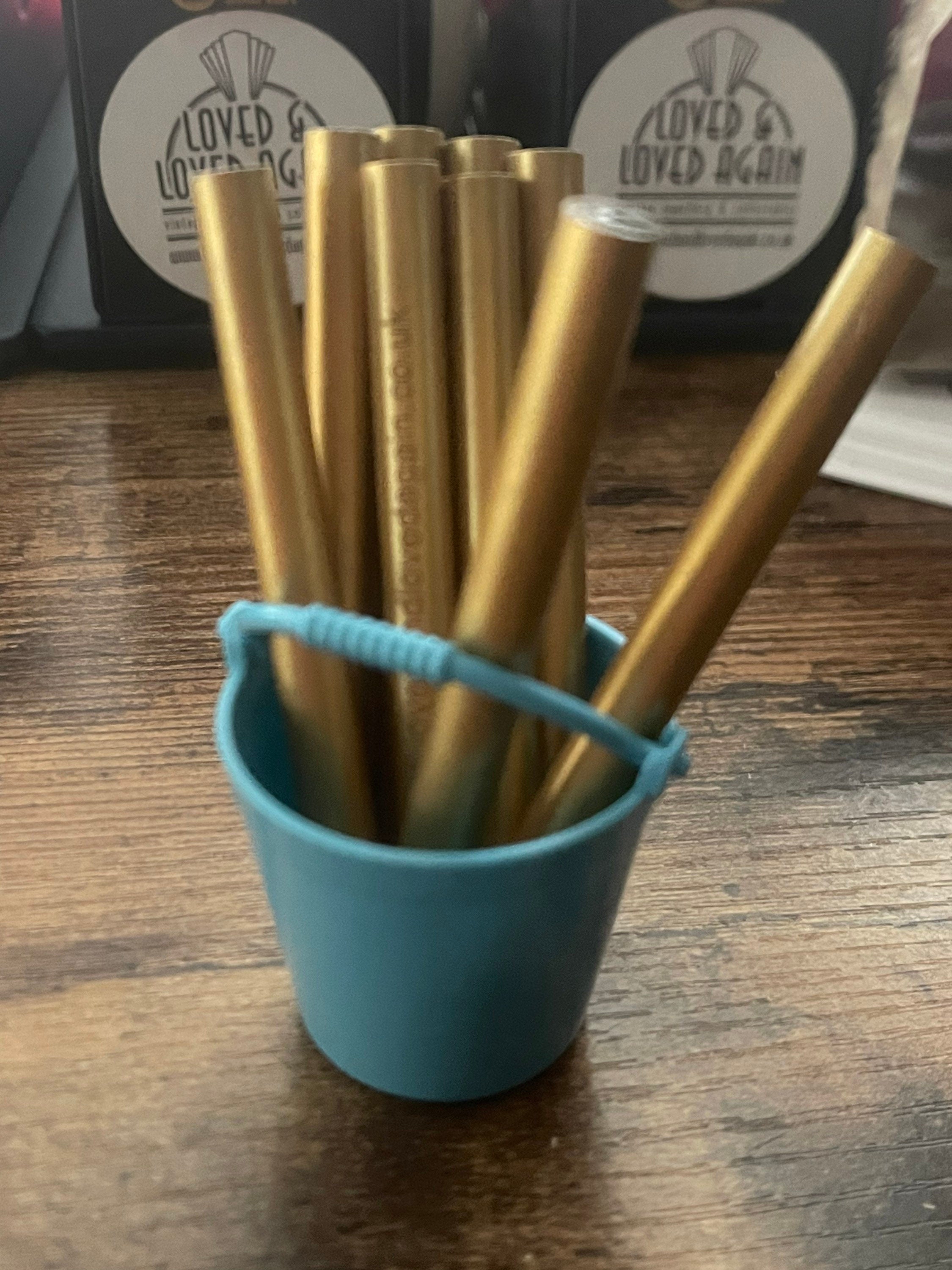 Miniature blue plastic bucket cake topper decoration dolls house craft mini Easter eggs