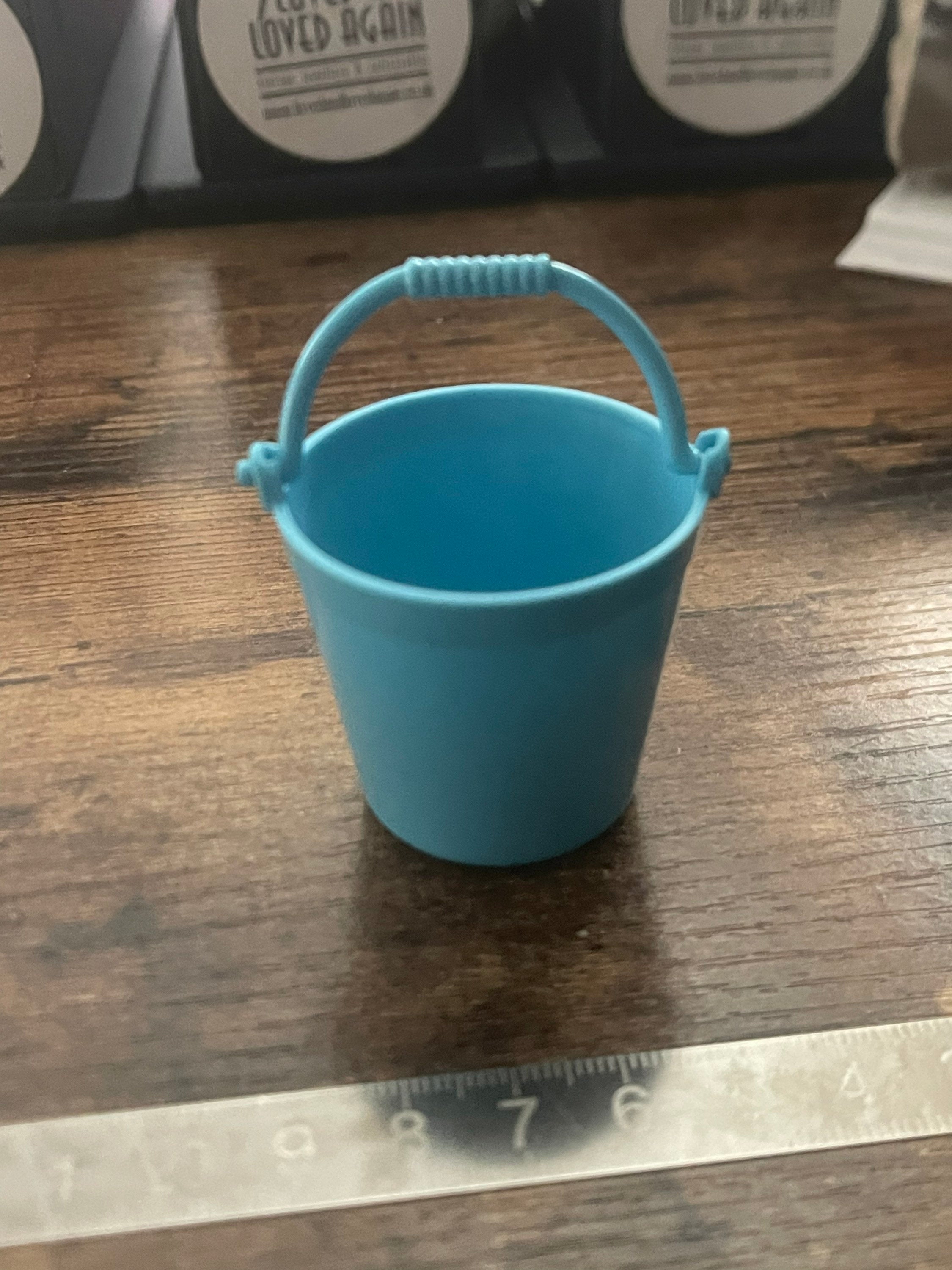 Miniature blue plastic bucket cake topper decoration dolls house craft mini Easter eggs