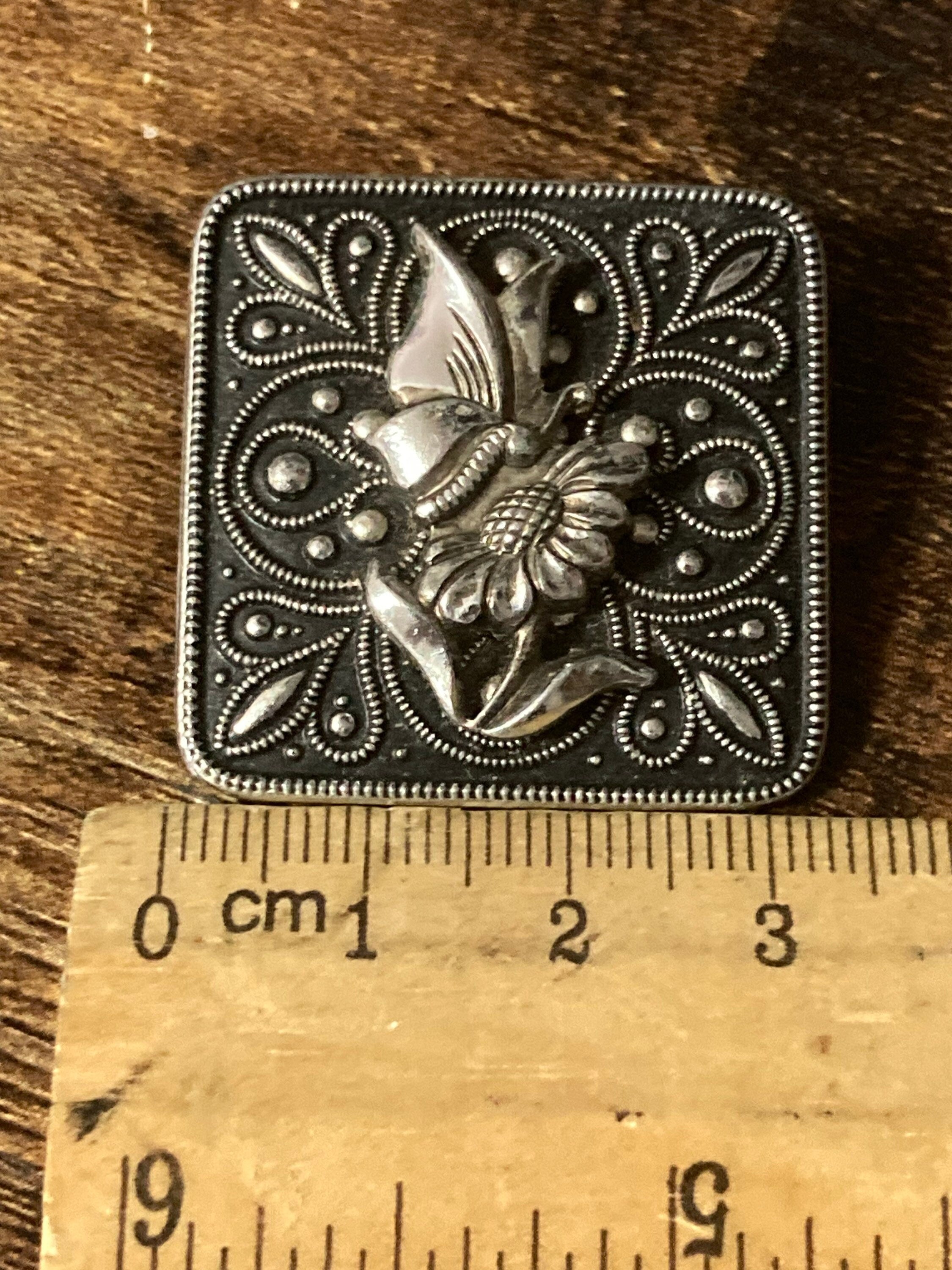 Vintage aluminium butterfly floral square scarf clip