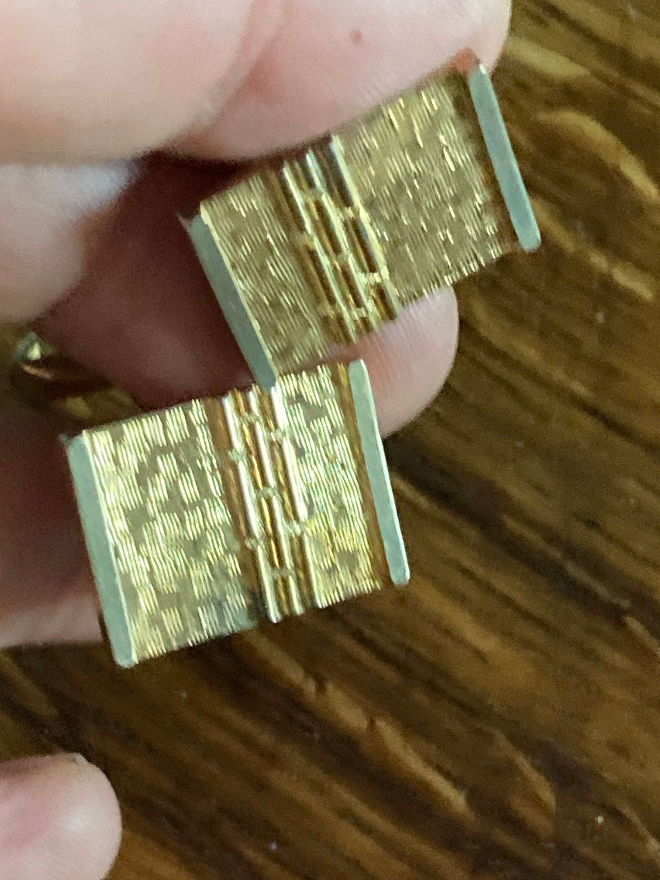 Brutalist 1970s modernist men’s statement gold tone cufflinks