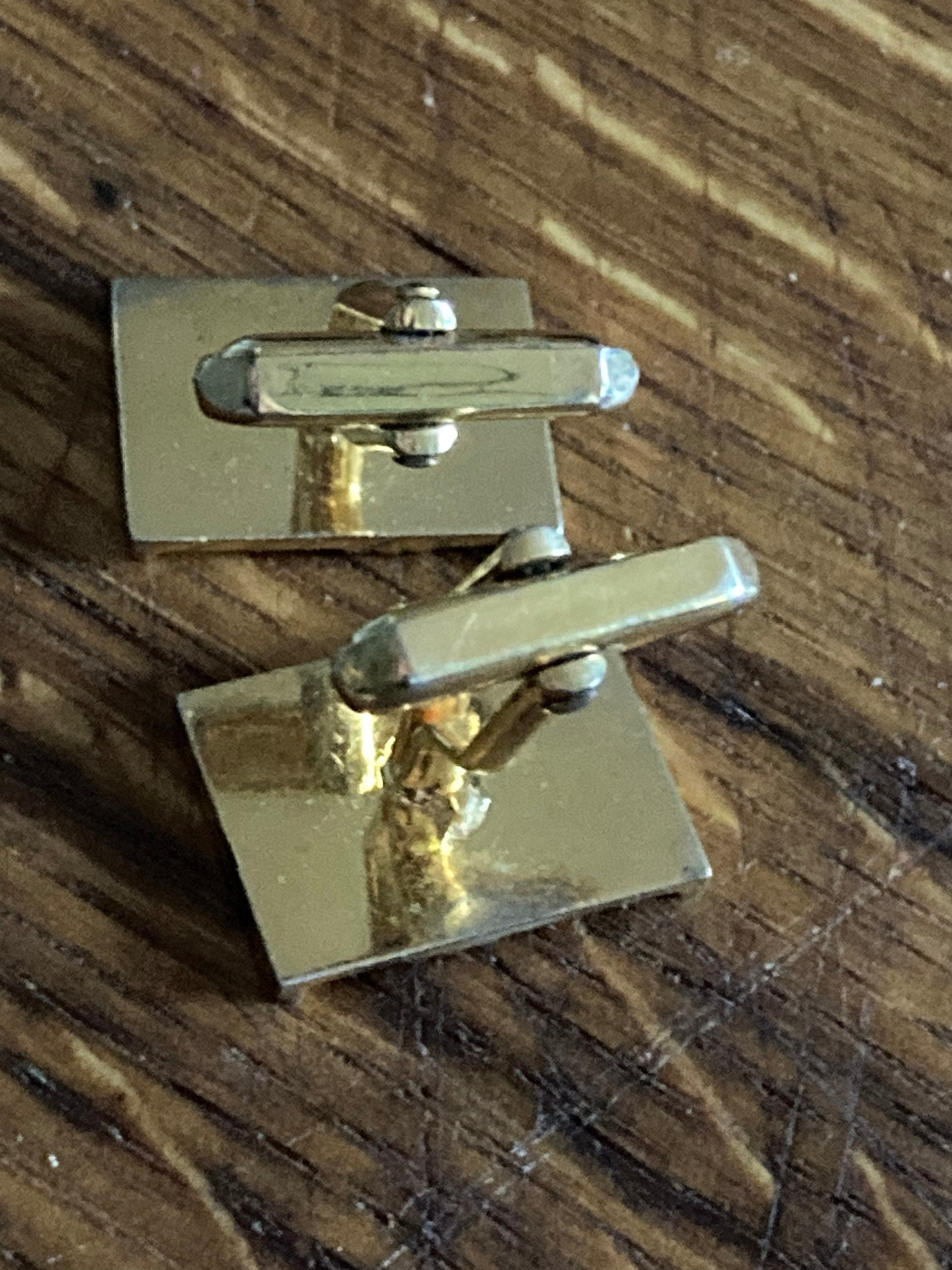 Brutalist 1970s modernist men’s statement gold tone cufflinks