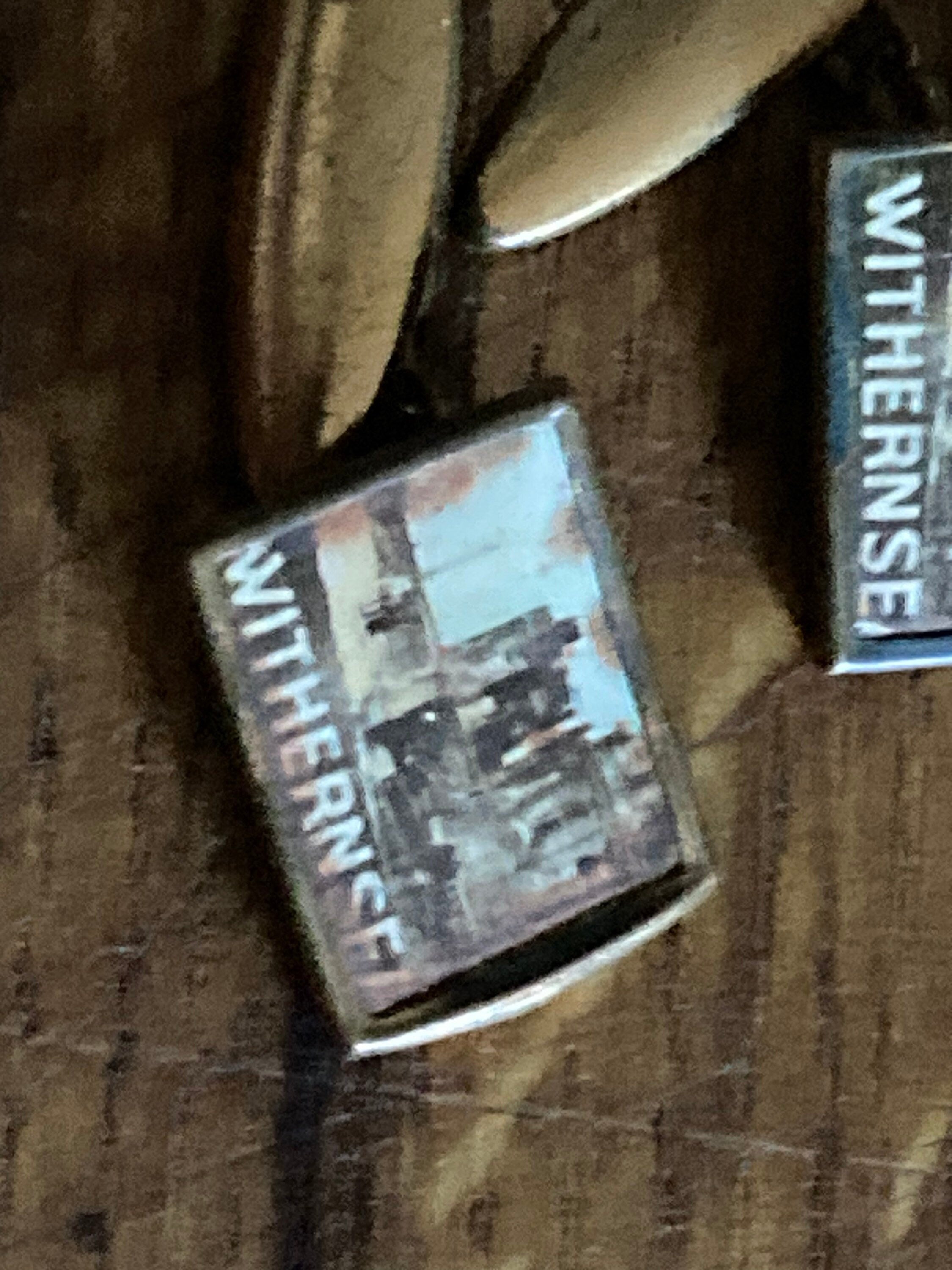 Vintage withernsea chain link souvenir gold tone plain cufflinks