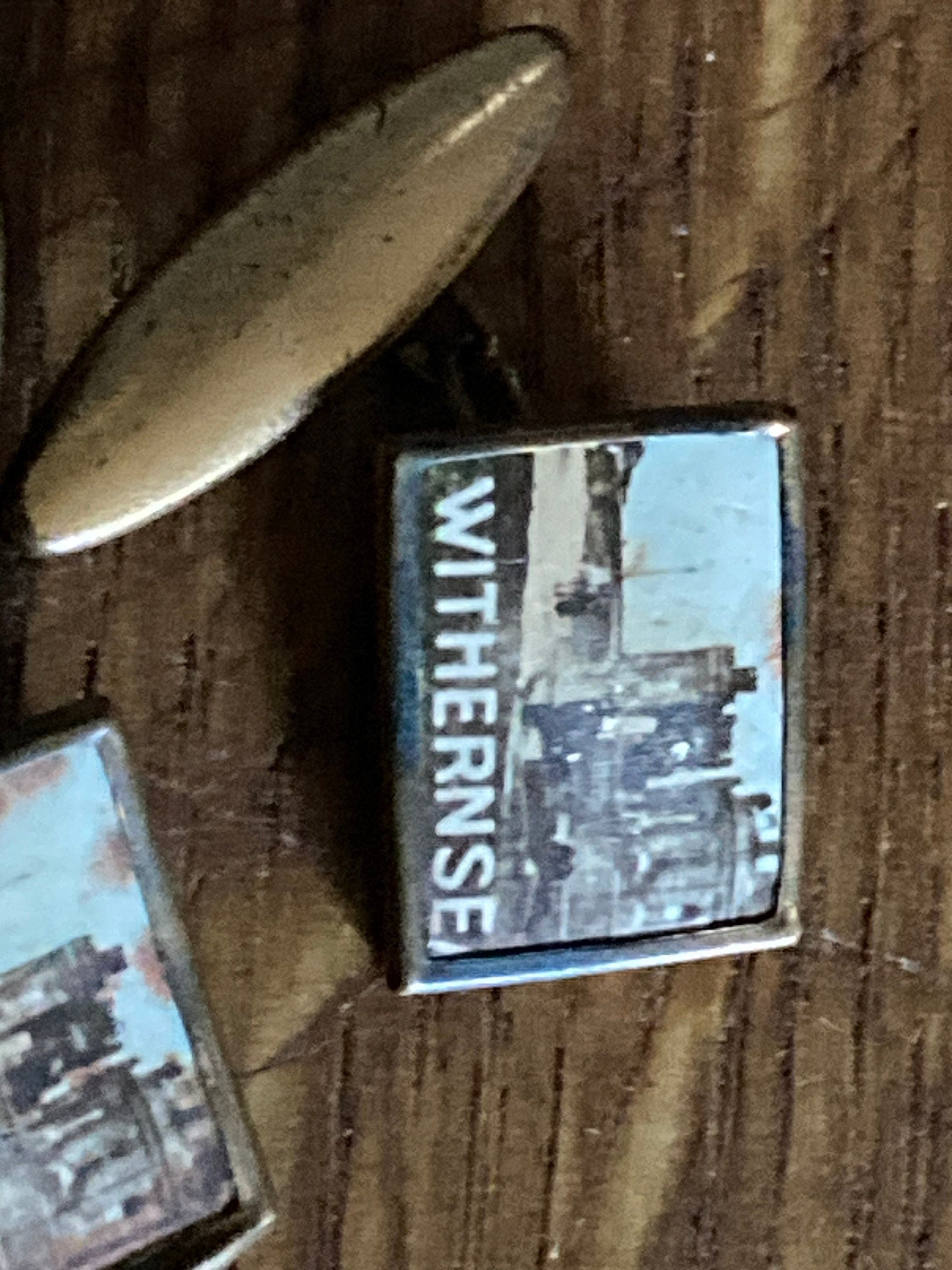 Vintage withernsea chain link souvenir gold tone plain cufflinks