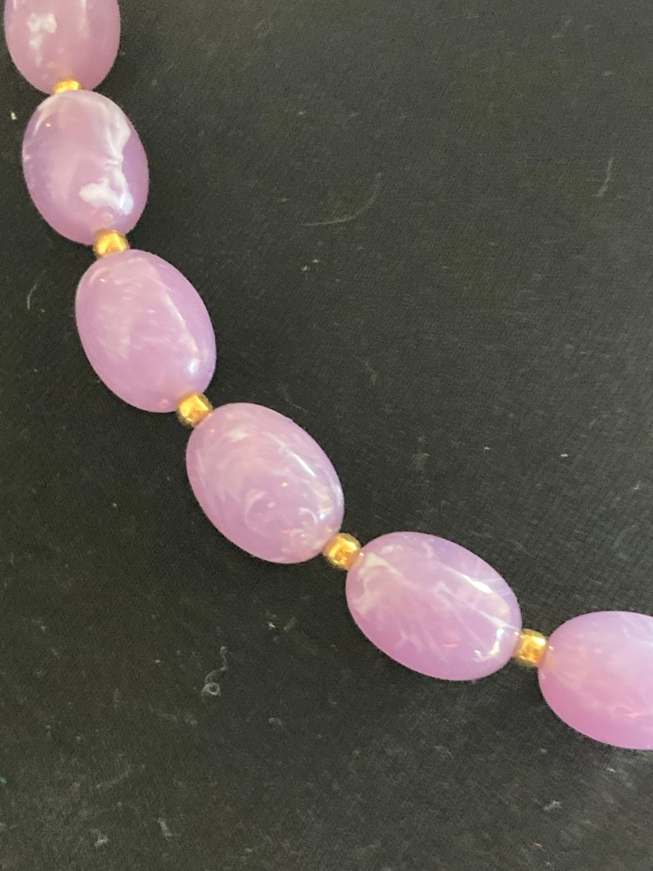 Signed Joan rivers lucite plastic beaded purple necklace 49cm