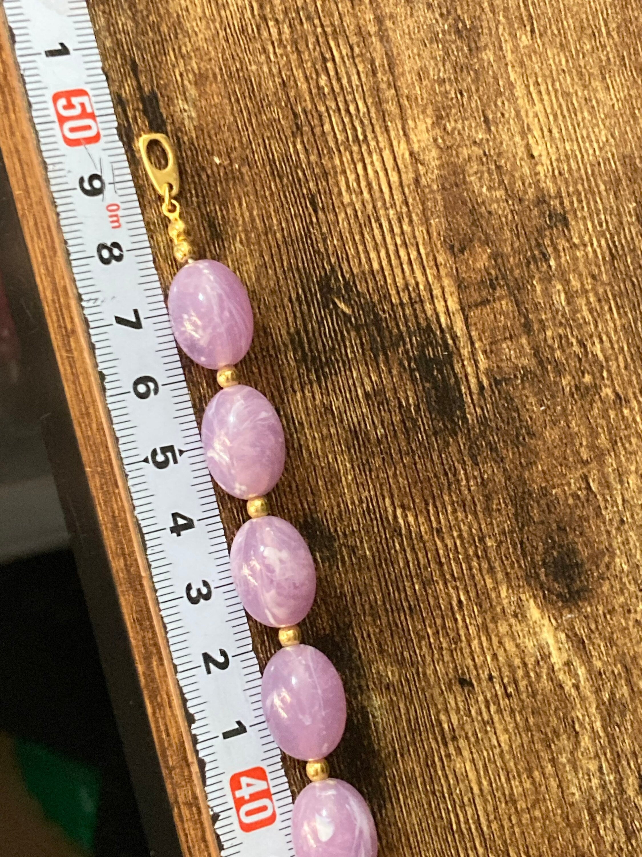 Signed Joan rivers lucite plastic beaded purple necklace 49cm