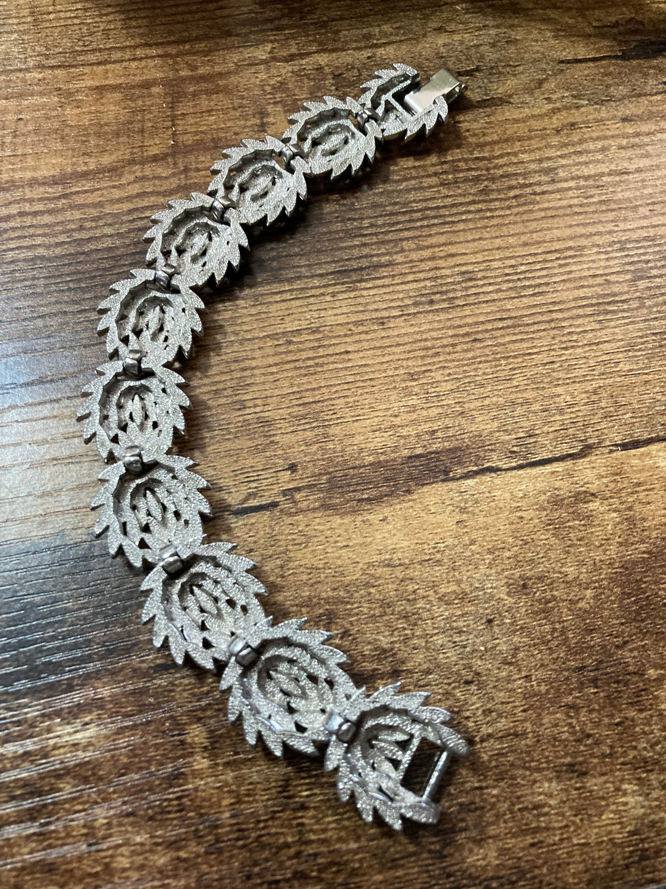 Brutalist textured panel link bracelet 20cm, silver tone