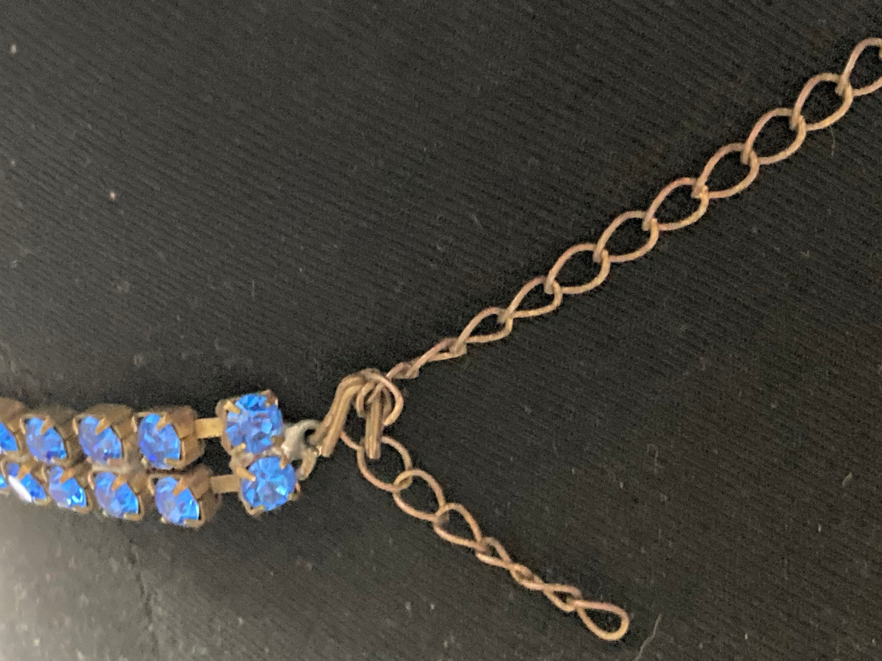 Oversized sapphire blue rhinestone bib necklace