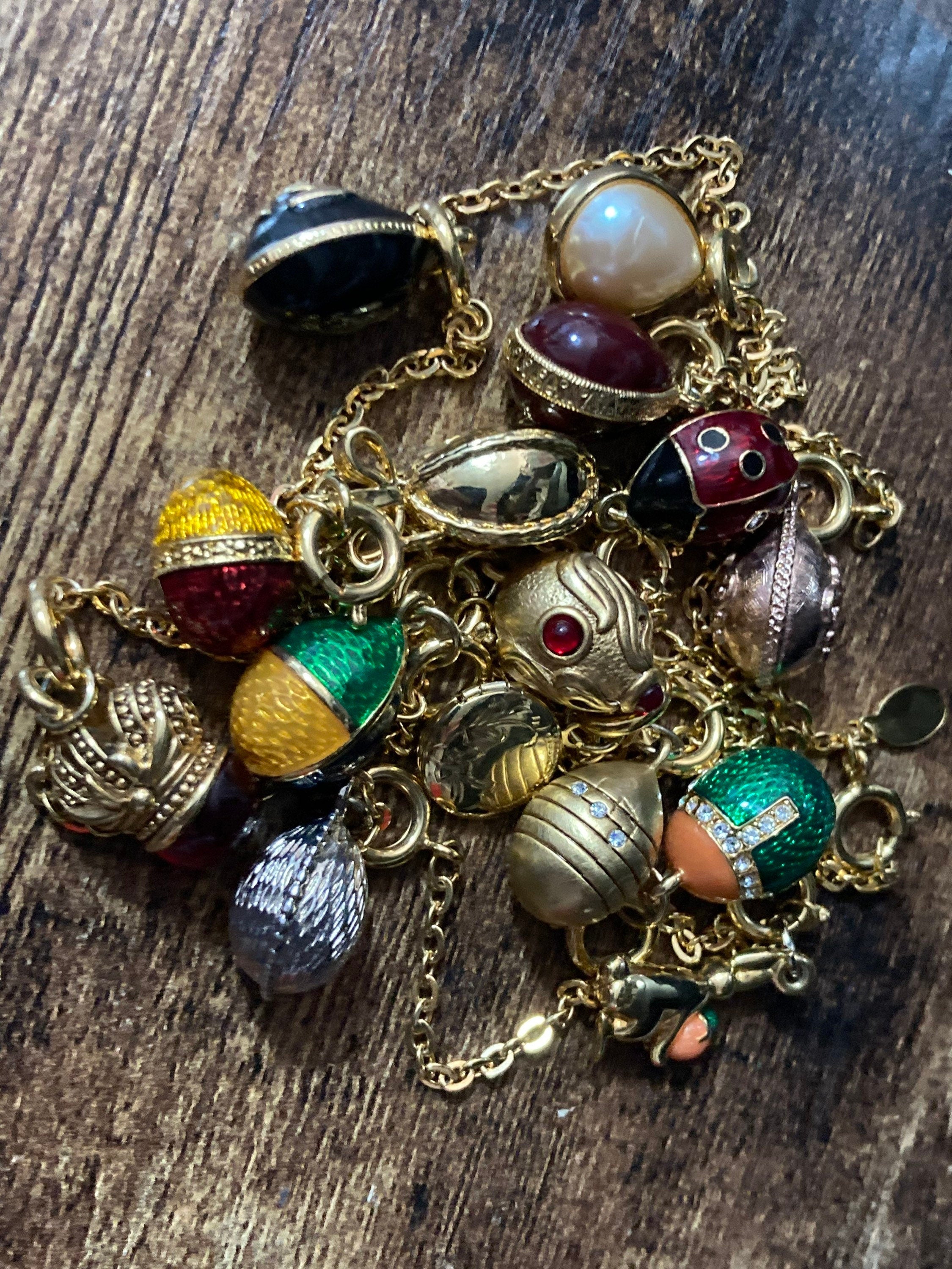 Joan Rivers Faberge egg inspired pendant charm necklace, signed