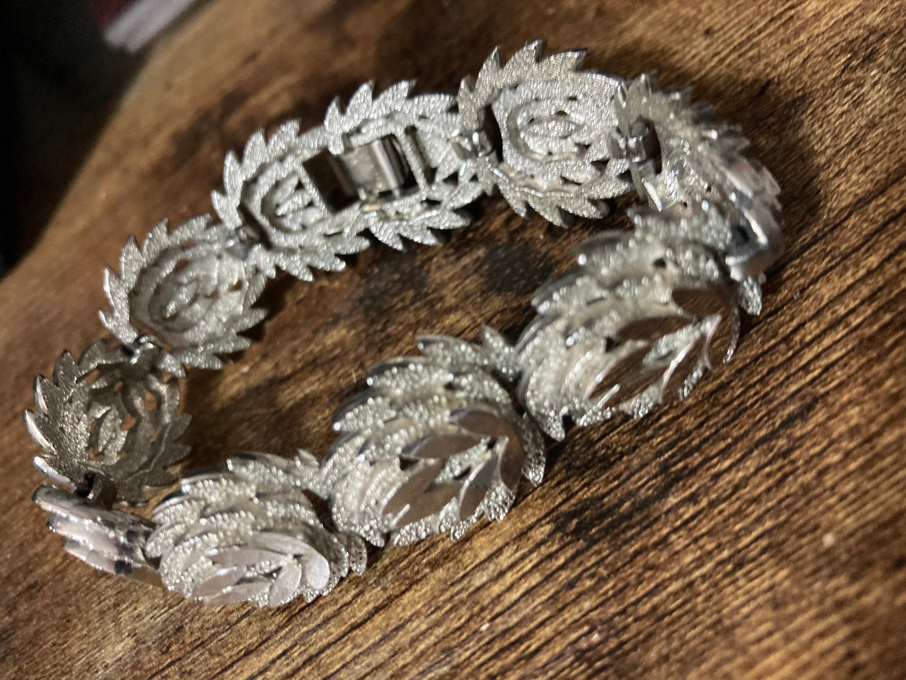 Brutalist textured panel link bracelet 20cm, silver tone