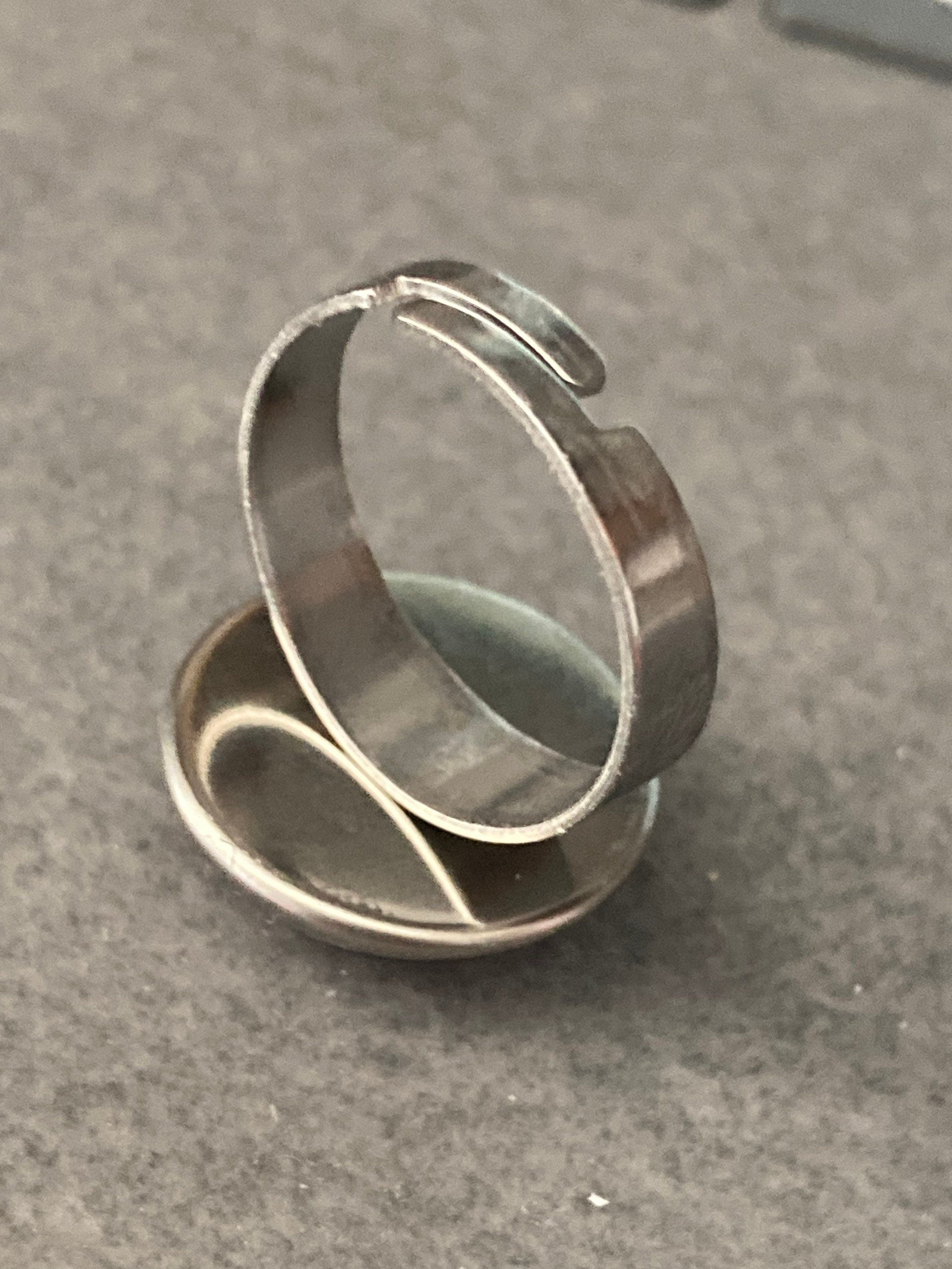 Union Jack ring stainless steel adjustable glass cabochon