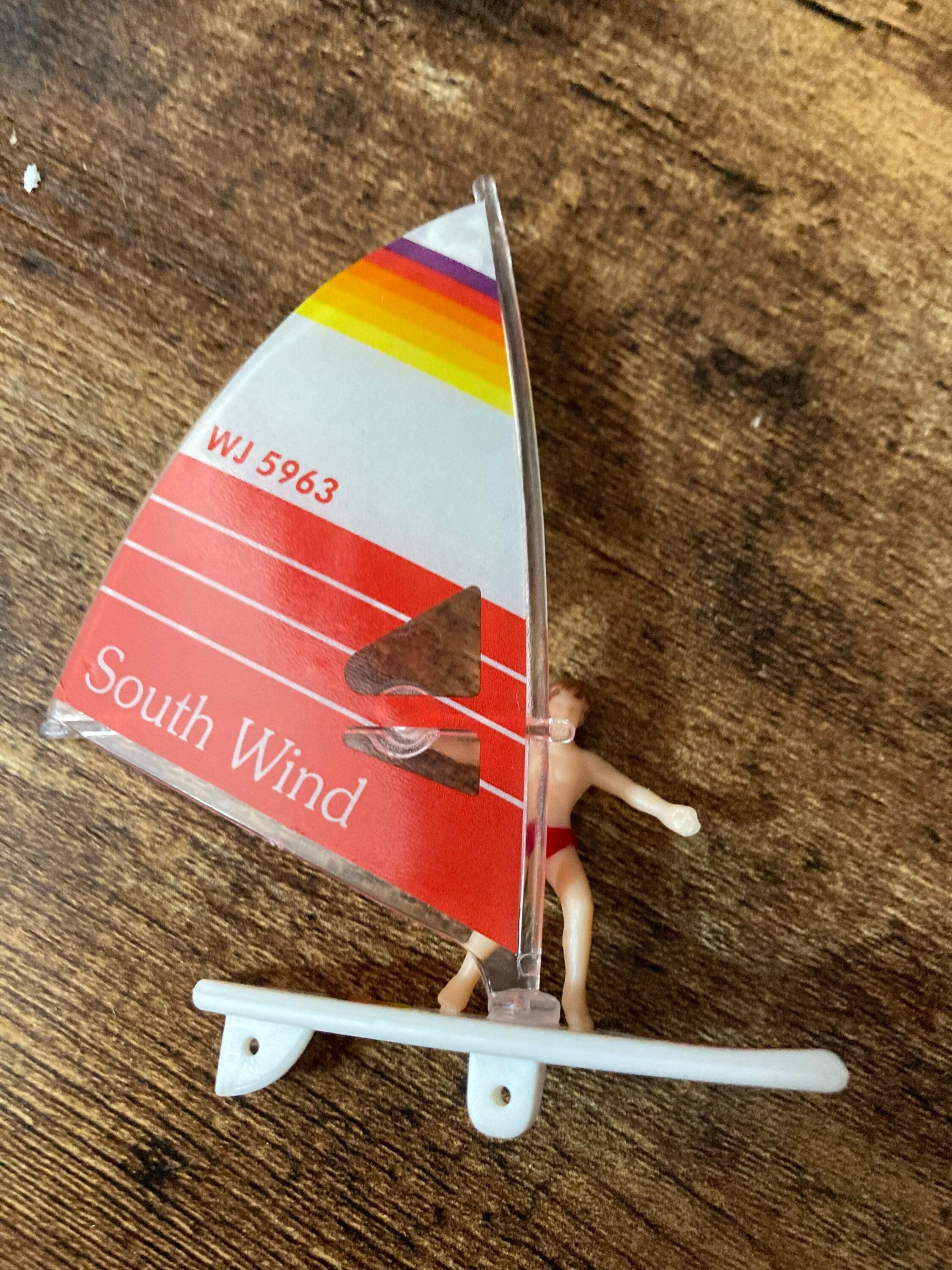 Retro windsurfer windsurfing cake topper plastic