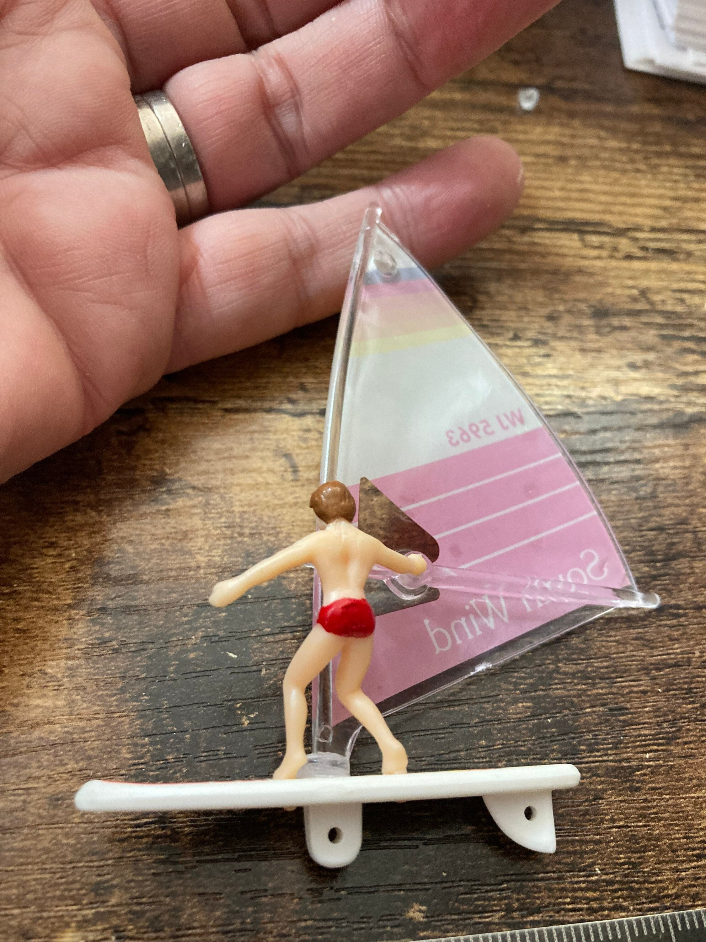 Retro windsurfer windsurfing cake topper plastic