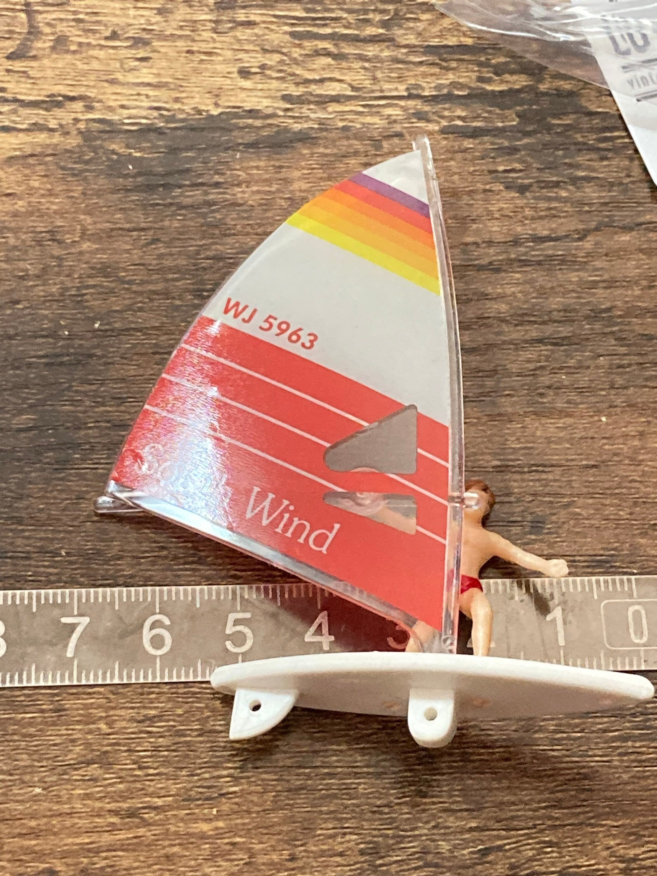 Retro windsurfer windsurfing cake topper plastic