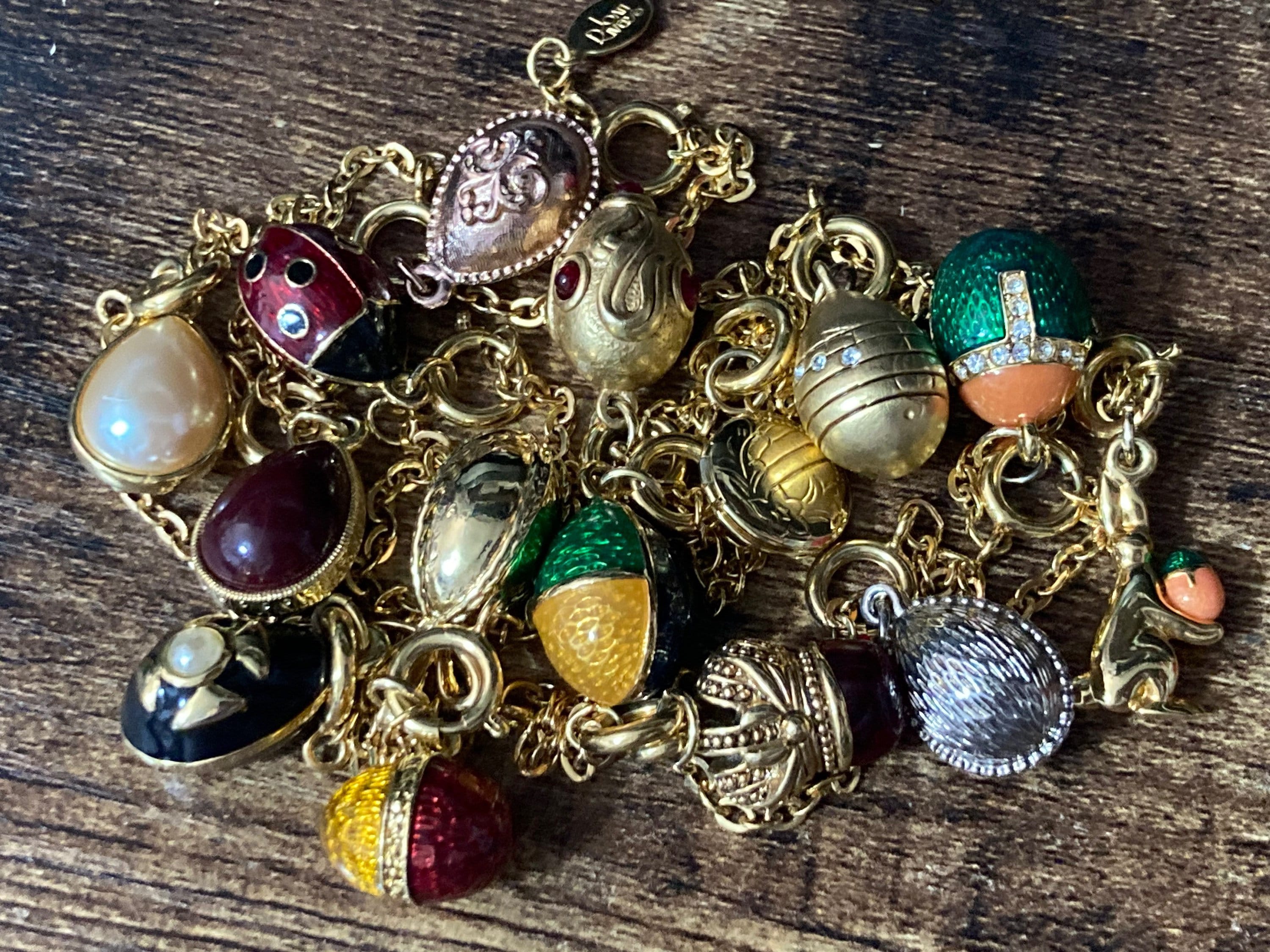 Joan Rivers Faberge egg inspired pendant charm necklace, signed