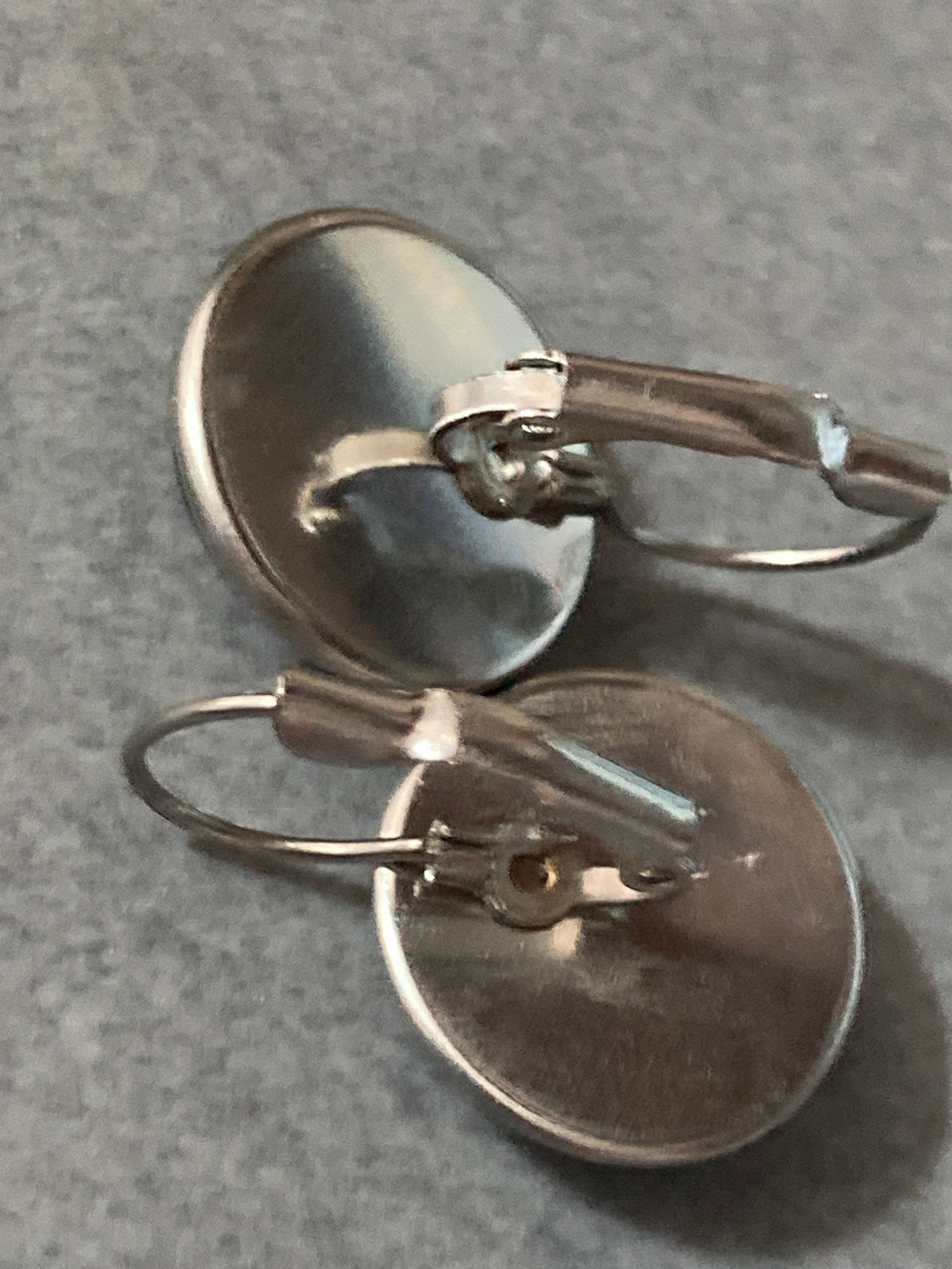 flamingo dangly earrings handmade stainless steel and glass cabochon