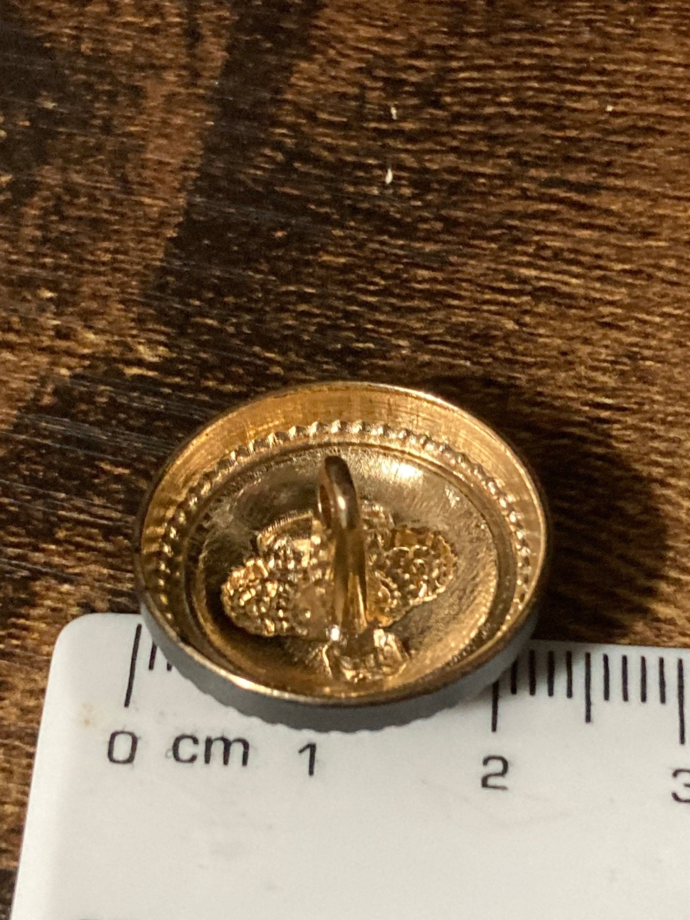 5 x 23mm metal royal crown buttons black and gold tone