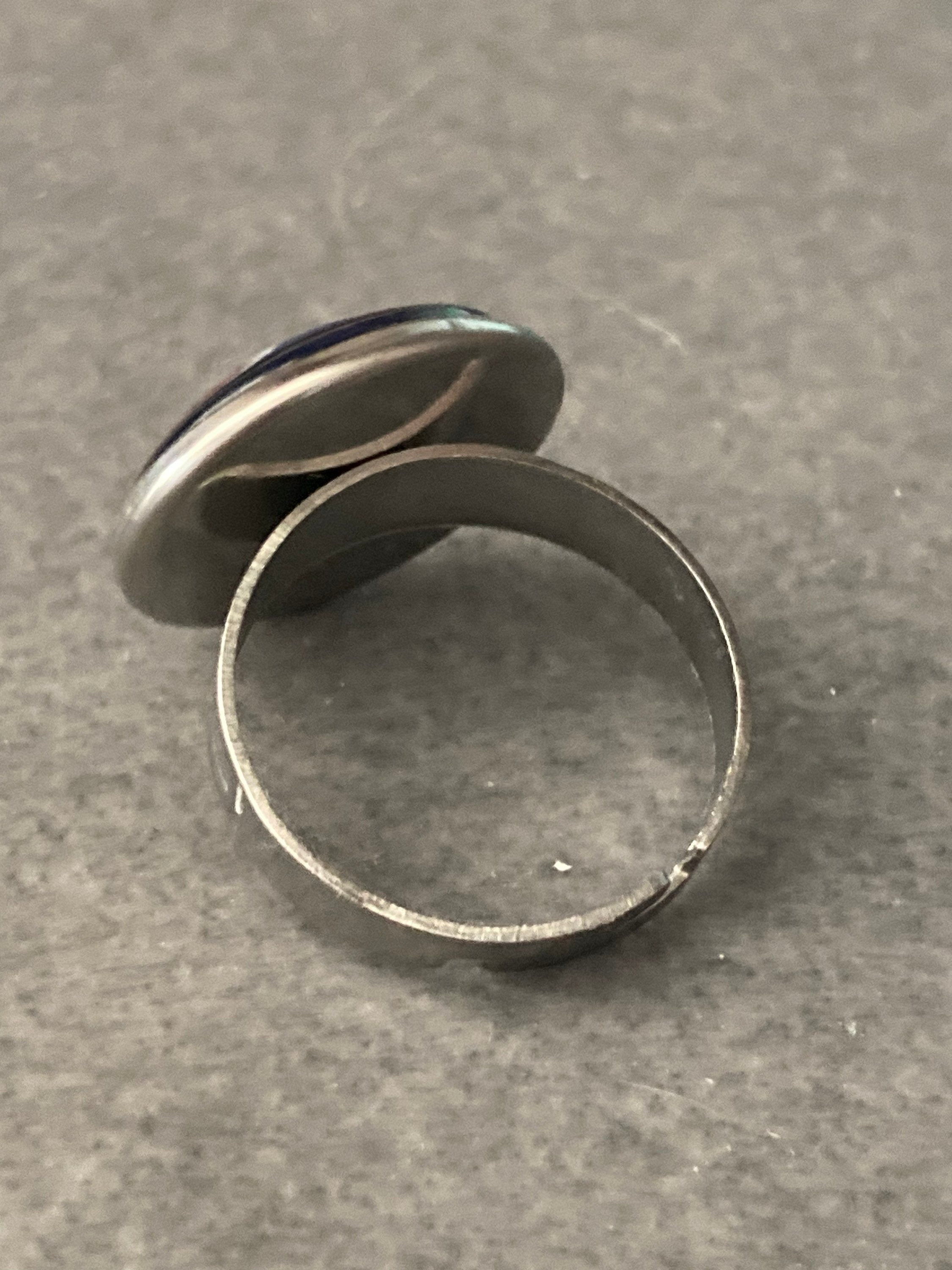 Union Jack ring stainless steel adjustable glass cabochon