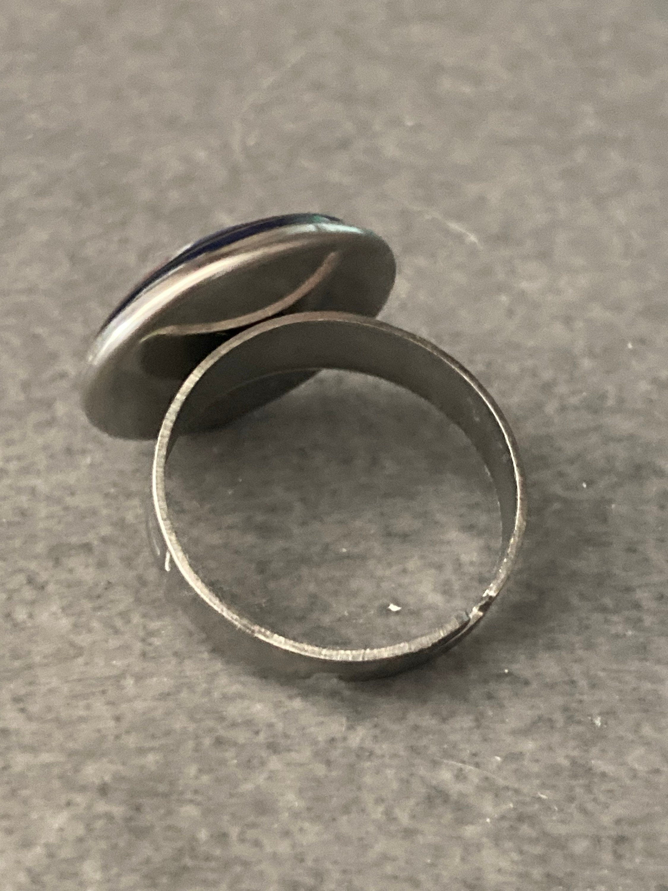 Union Jack ring stainless steel adjustable glass cabochon