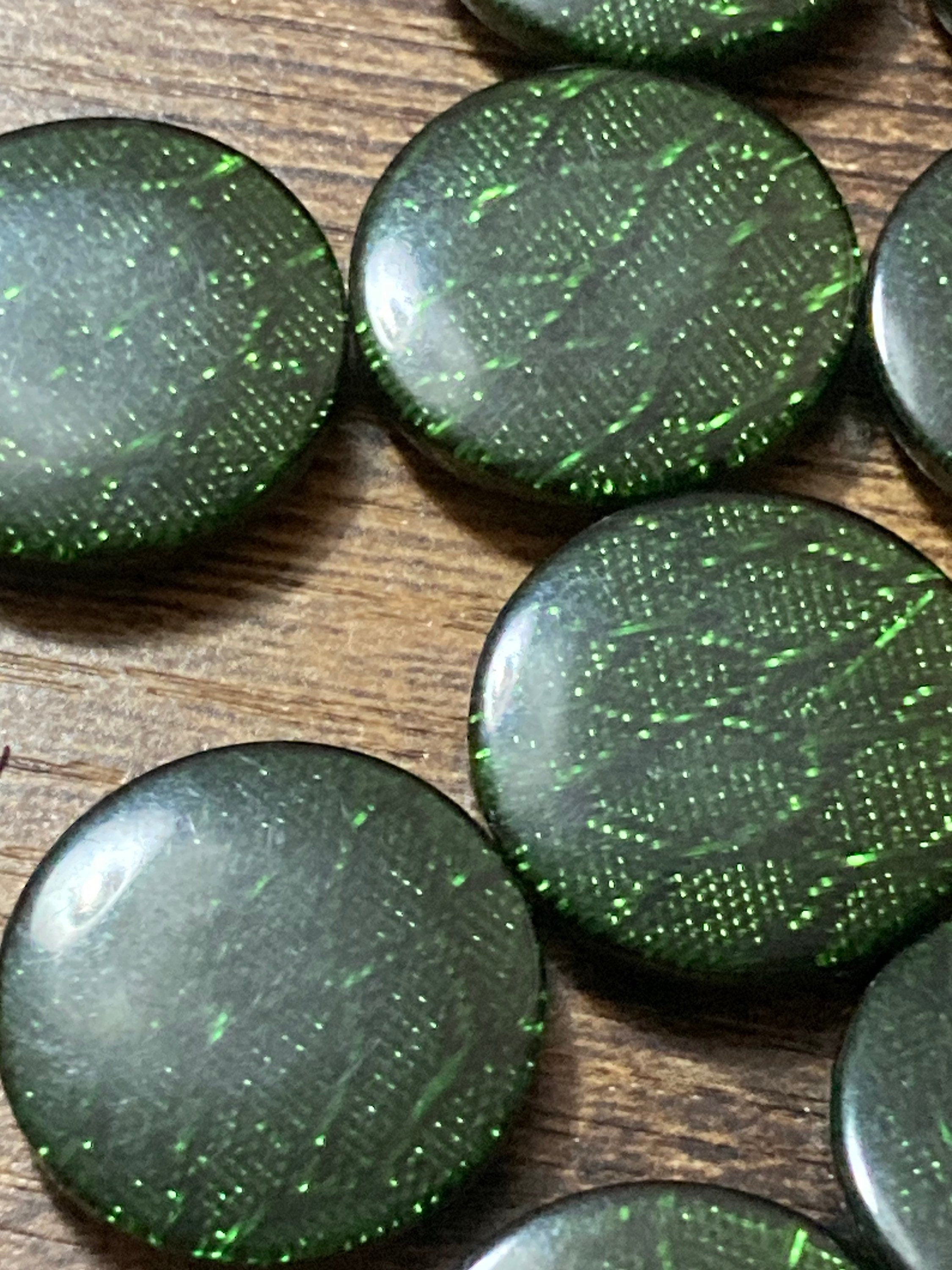 22mm plastic dark green buttons, 10 piece snake print