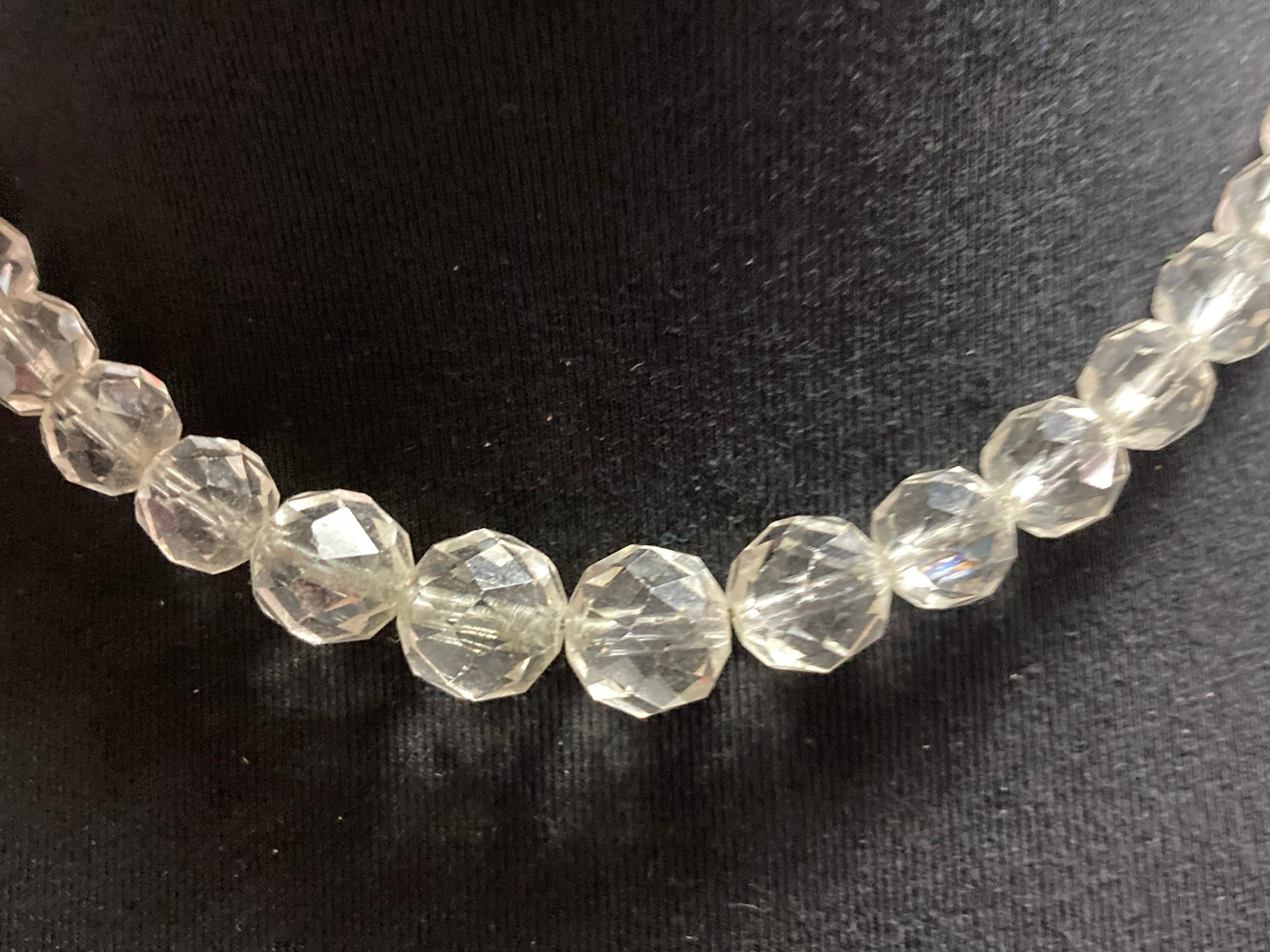 Art Deco clear glass Crystal Paste beaded bead necklace