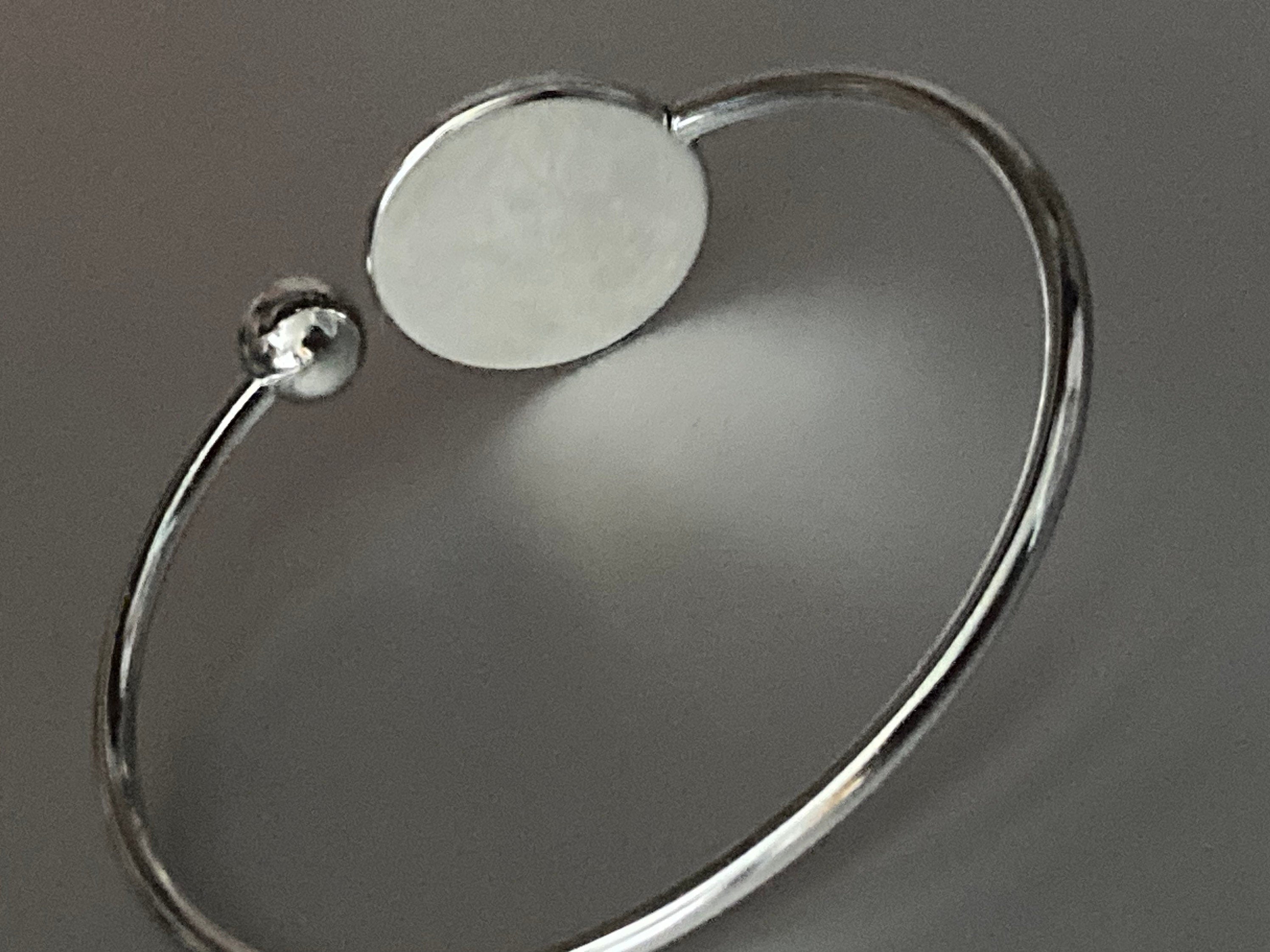 Leopard print cabochon bangle bracelet, stainless steel glass