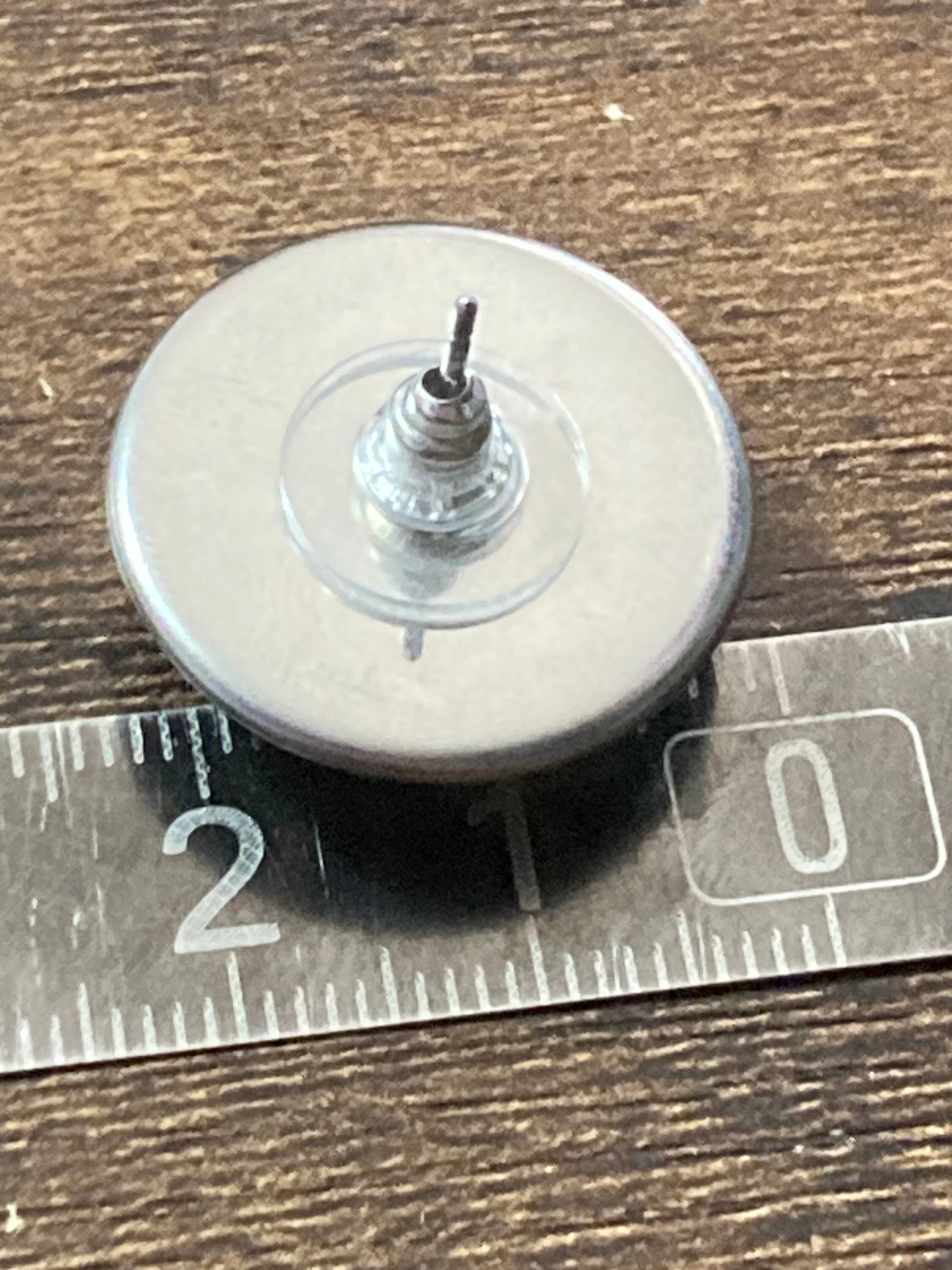 leopard print silver stud earrings stainless steel with glass cabochons 20mm