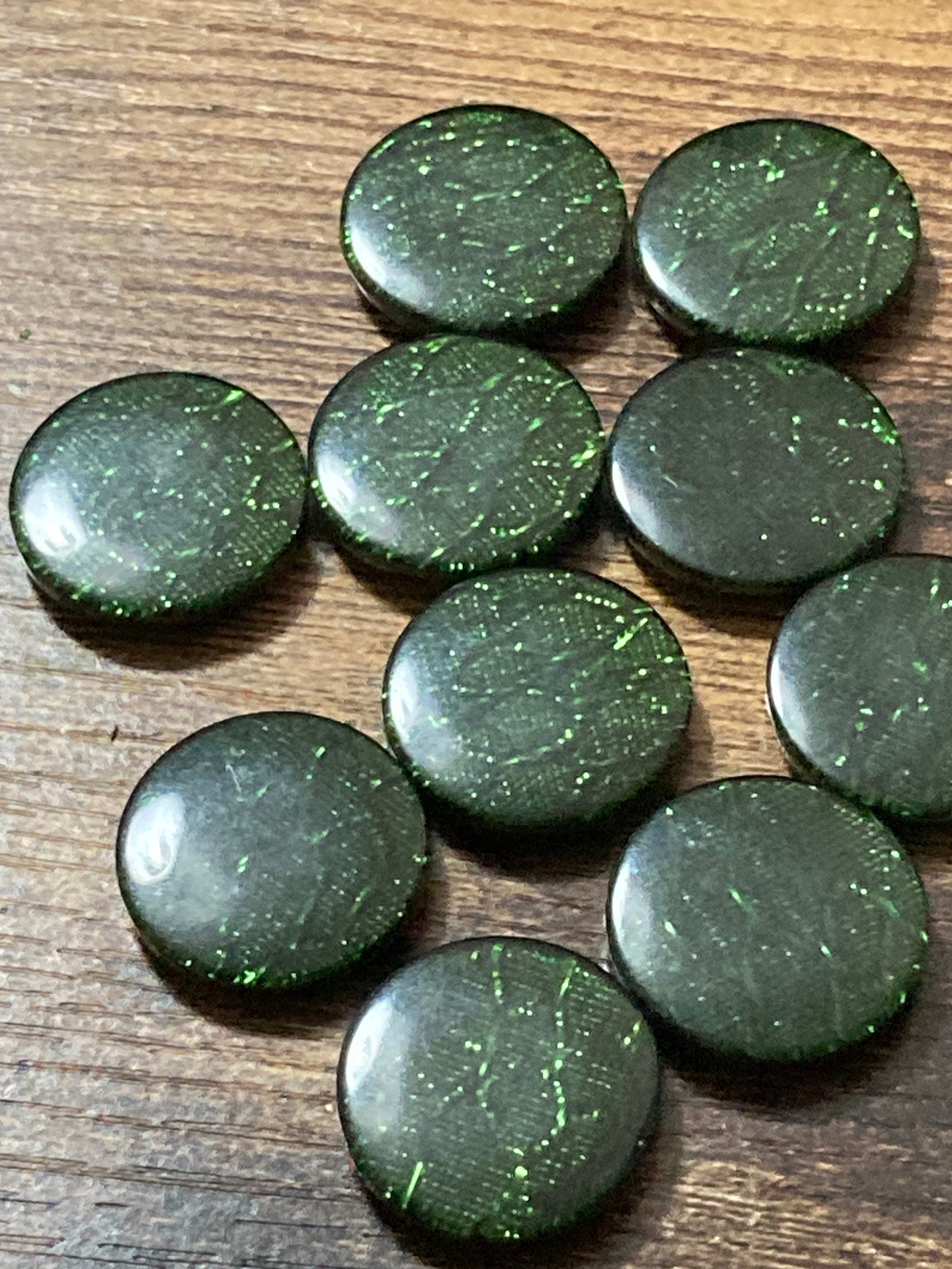 22mm plastic dark green buttons, 10 piece snake print
