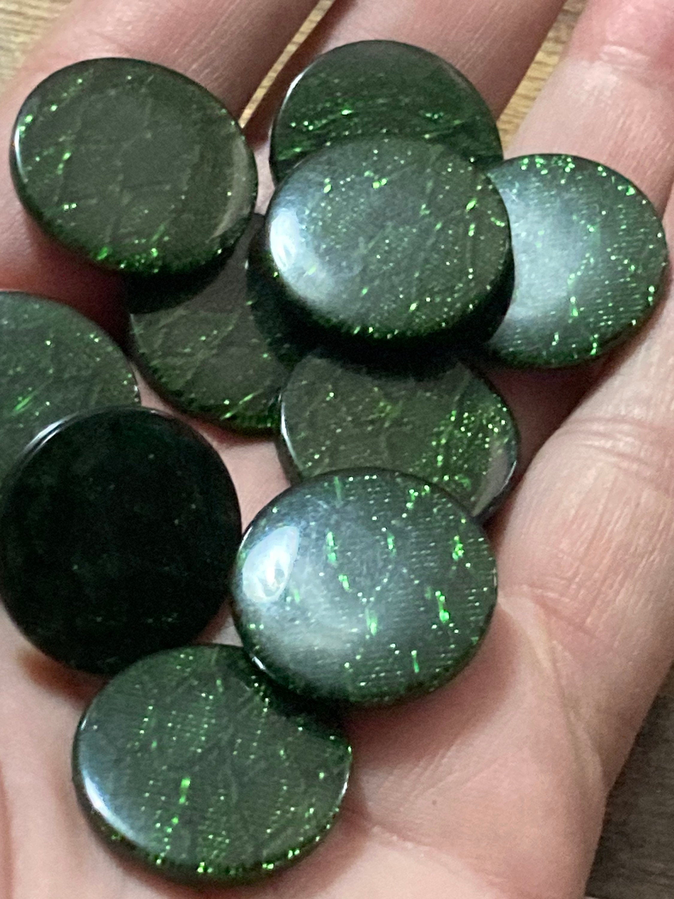22mm plastic dark green buttons, 10 piece snake print