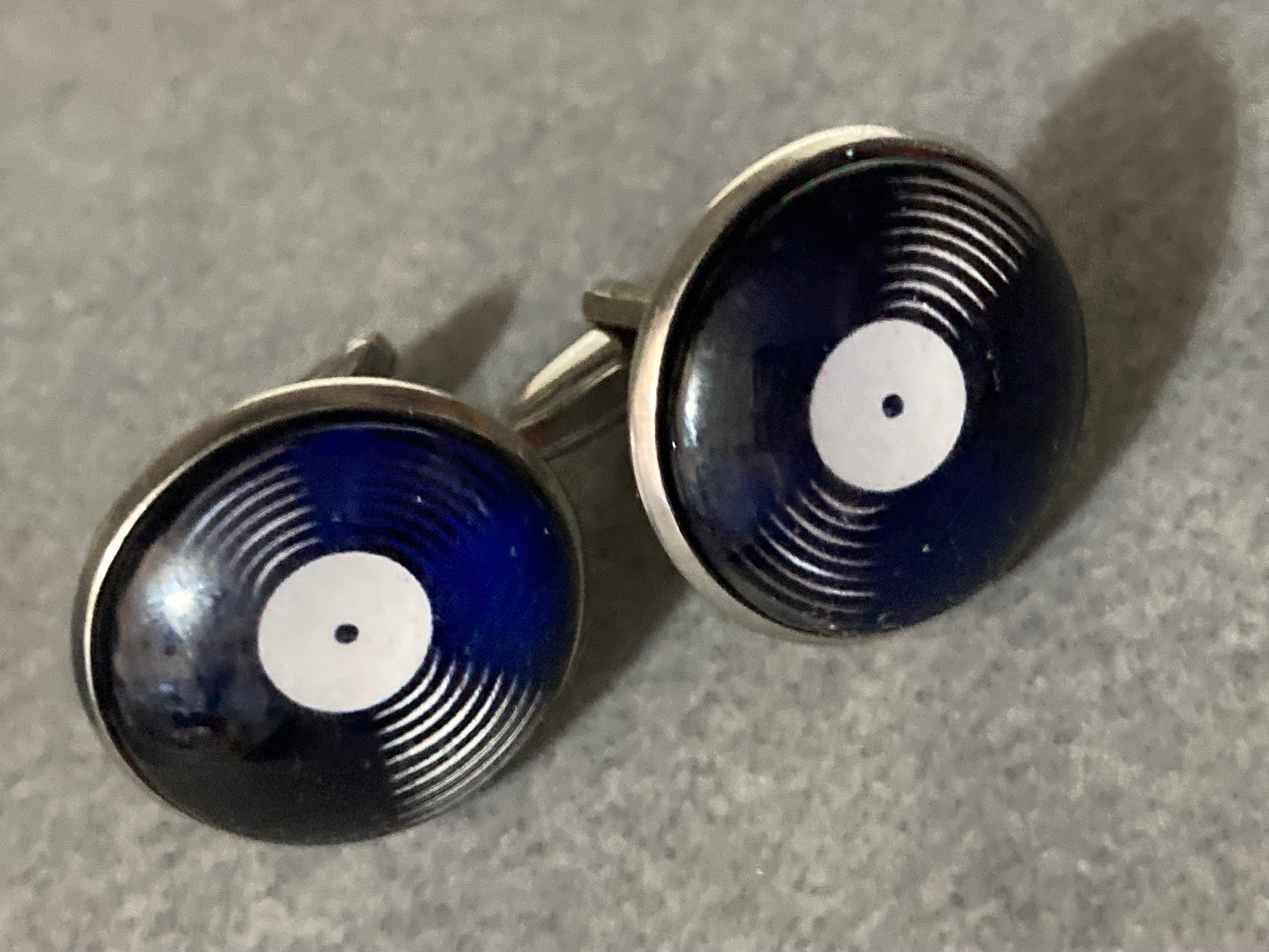 Regal golden crown cufflinks 20mm blue stainless steel