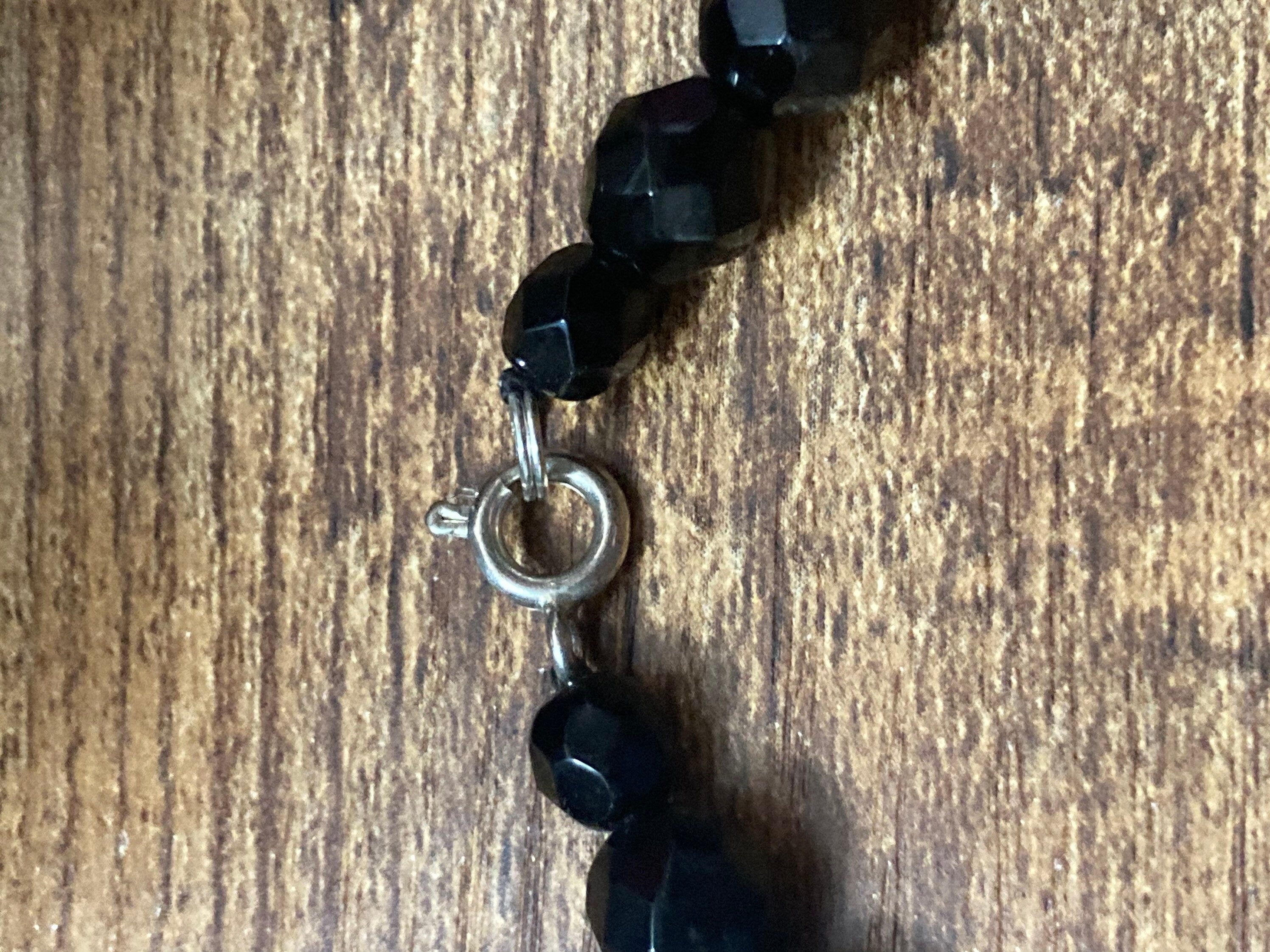 Vintage Black Crystal beaded choker necklace 40cm 16”