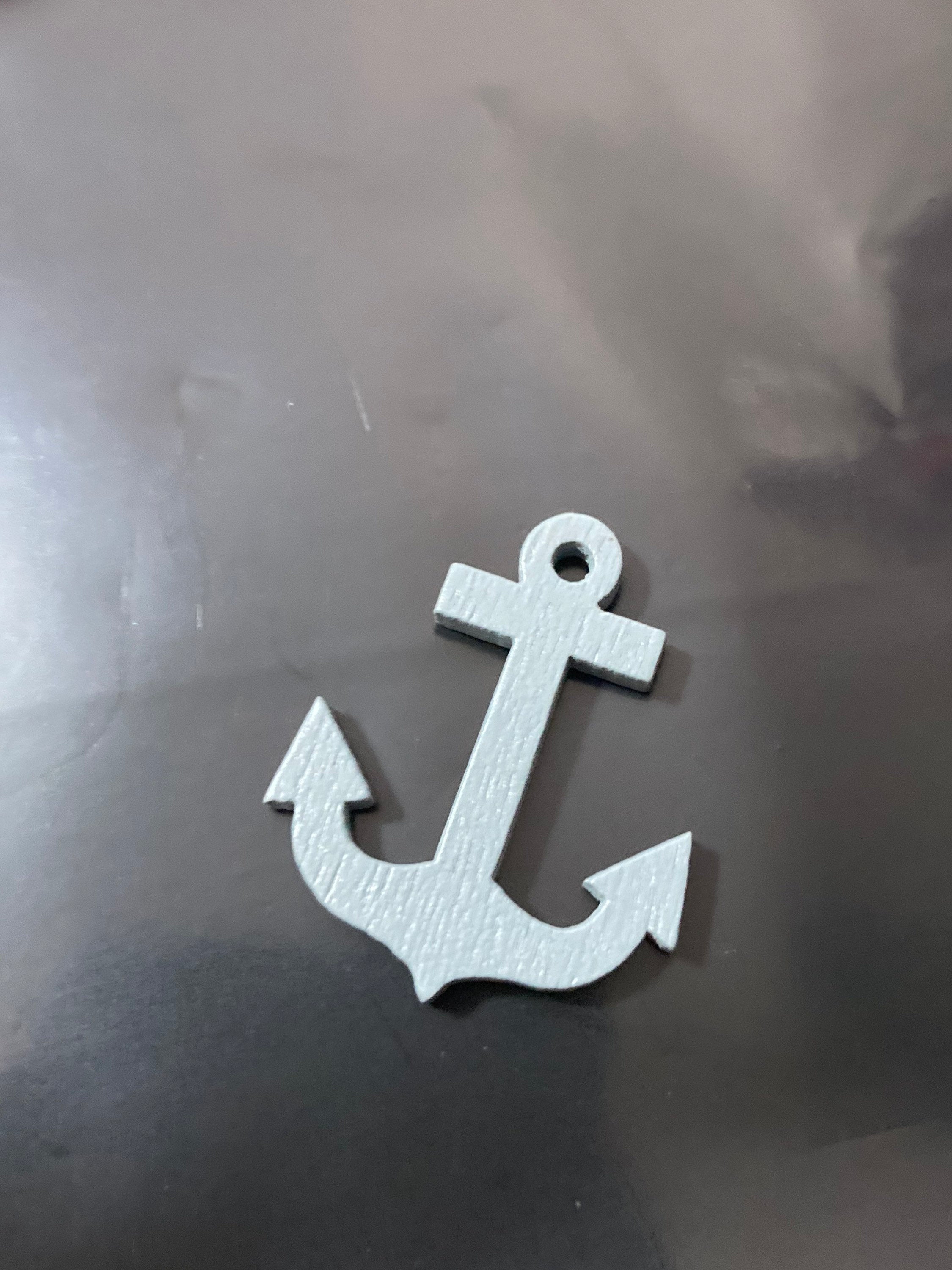 miniature grey wooden ships anchor seaside cake topper decoration craft 3 x 2.5cm scenery