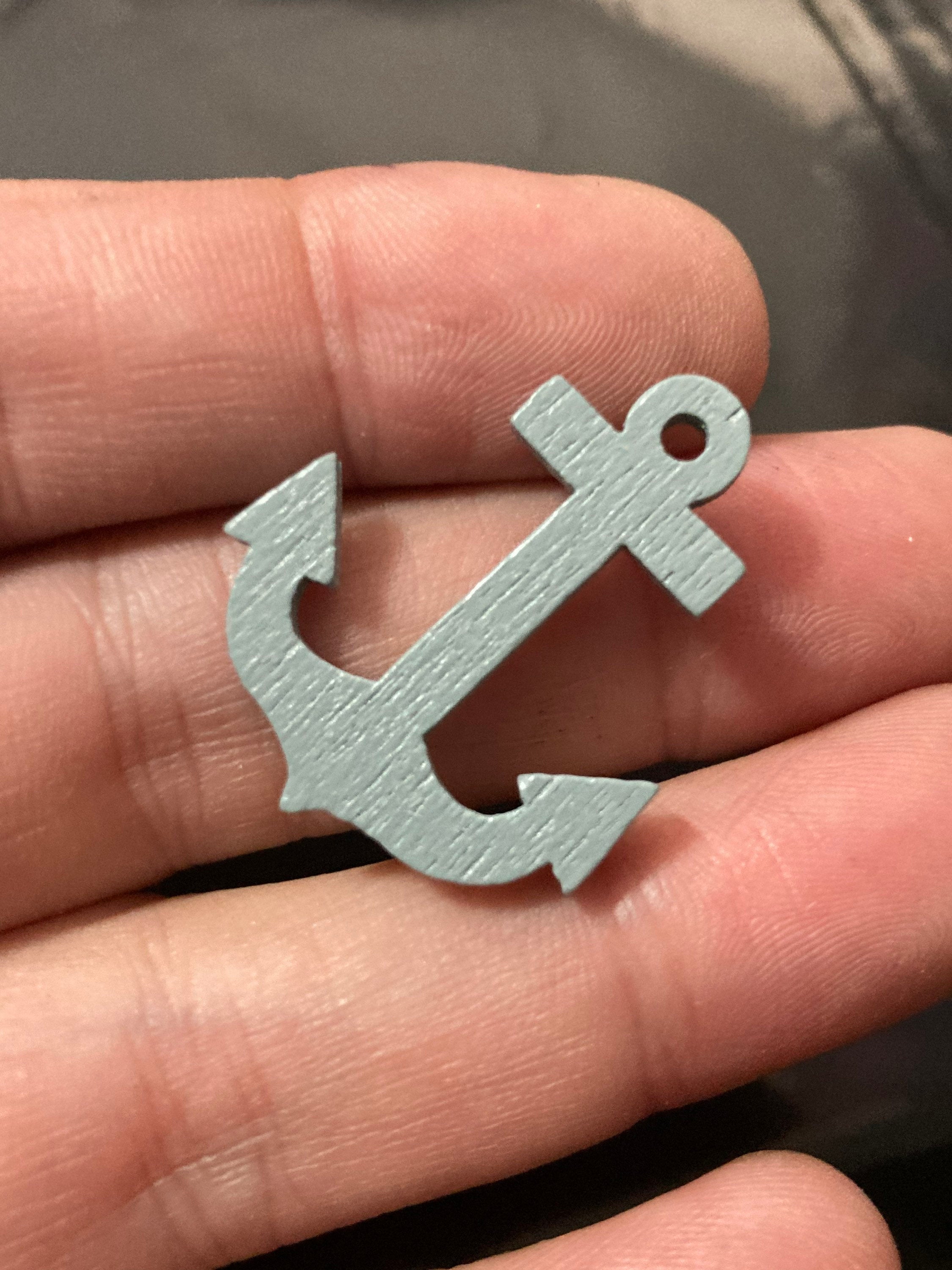 miniature grey wooden ships anchor seaside cake topper decoration craft 3 x 2.5cm scenery