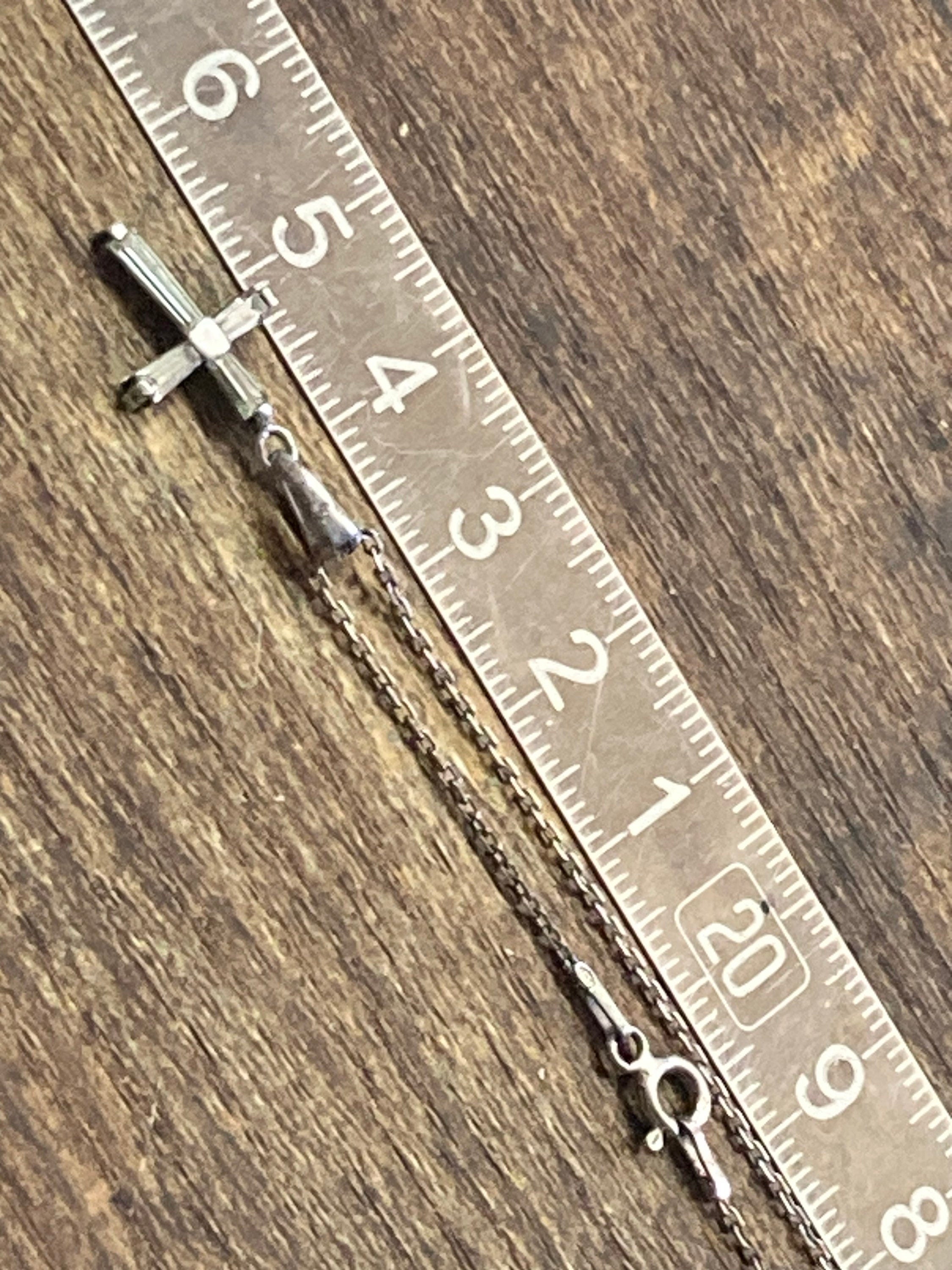 Sterling Silver Diamanté Cross Pendant Necklace, 47cm Chain