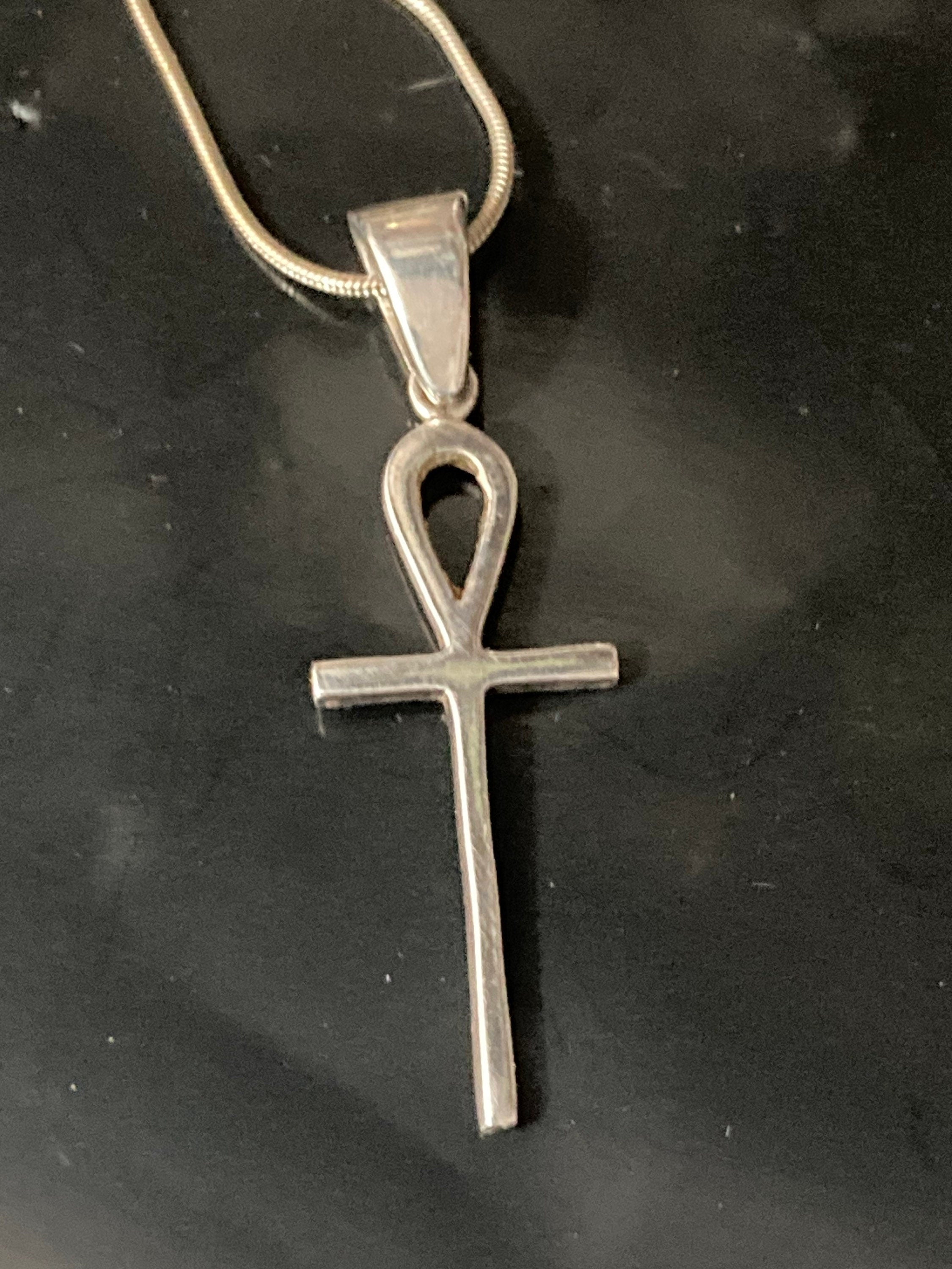 925 Sterling silver plain religious cross pendant necklace on chain